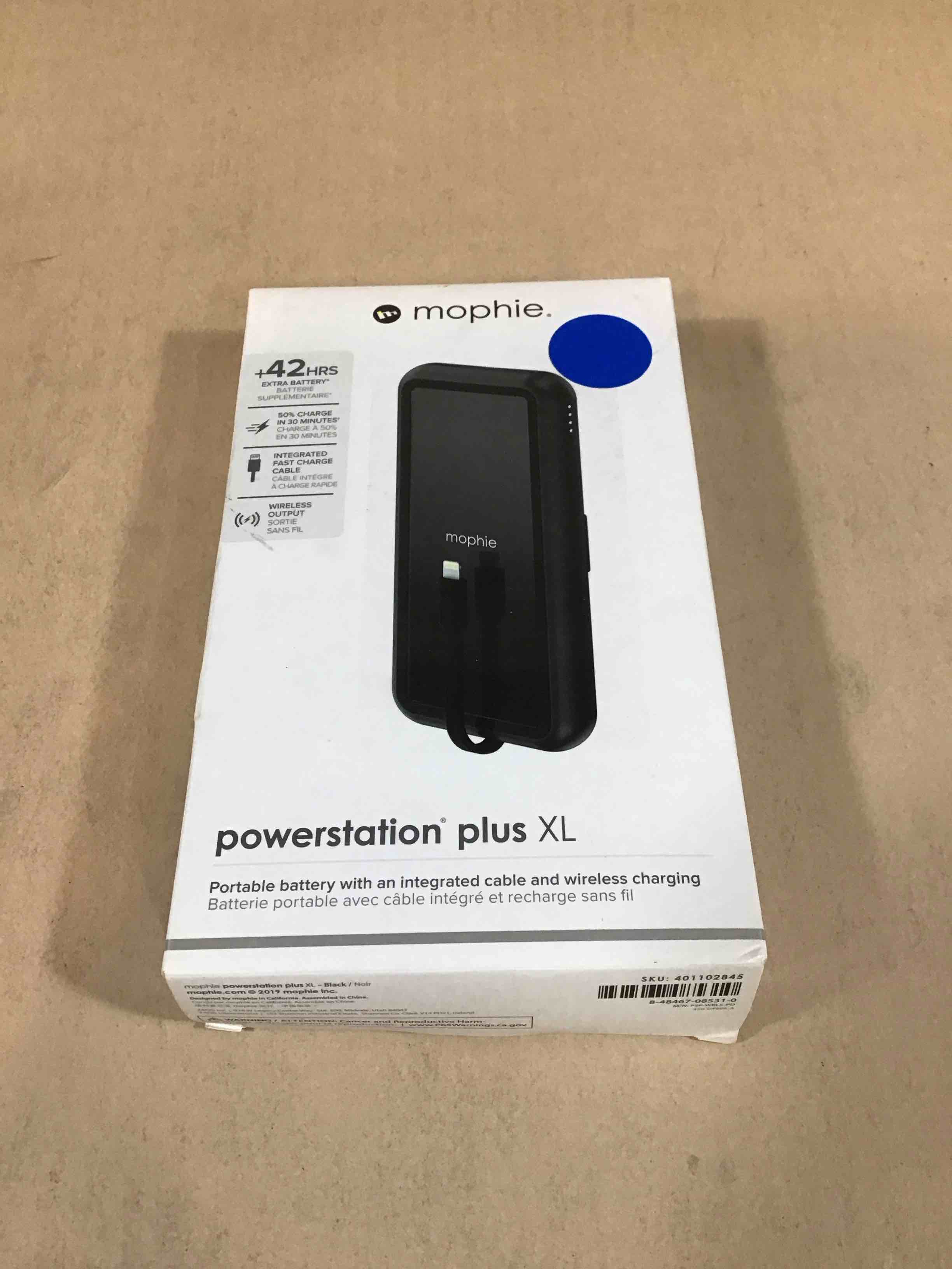 mophie powerstation plus xl portable battery & wireless charger 8k black