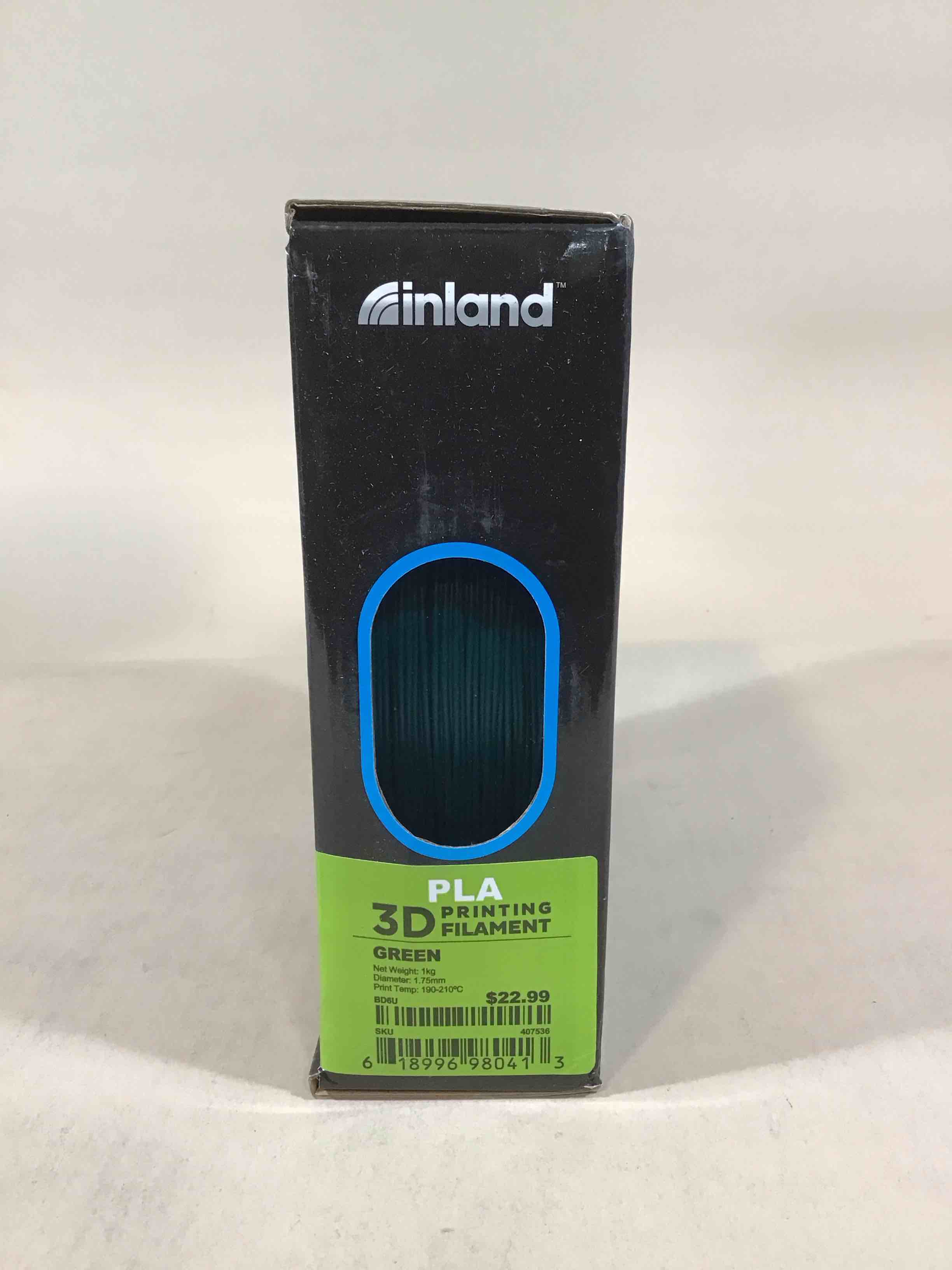 inland 1.75mm forest green pla 3d printer filament - 1kg spool (2.2 lbs)