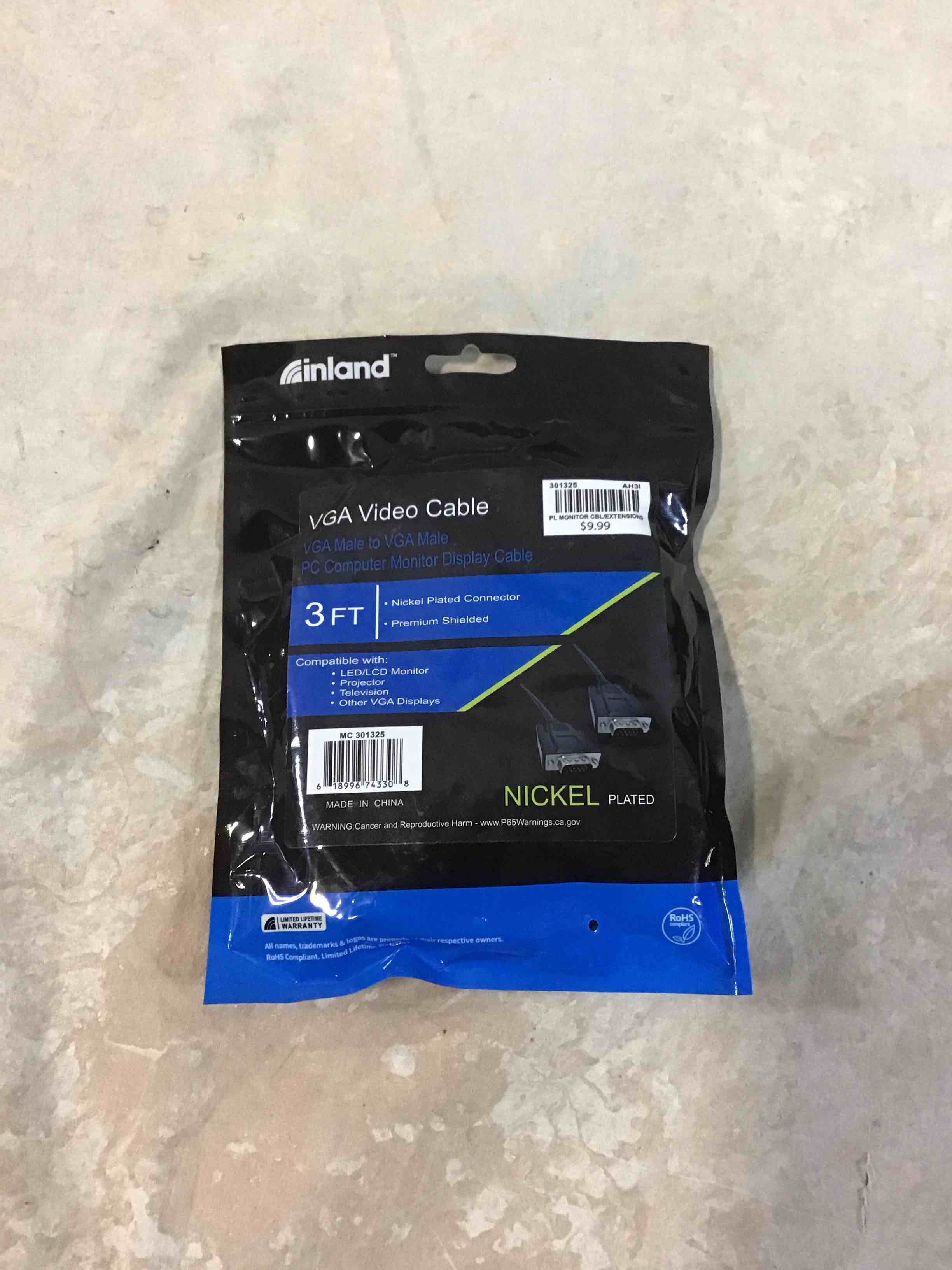 Condition photo showing Good Condition for inland vga male to vga male cable 3ft - black
