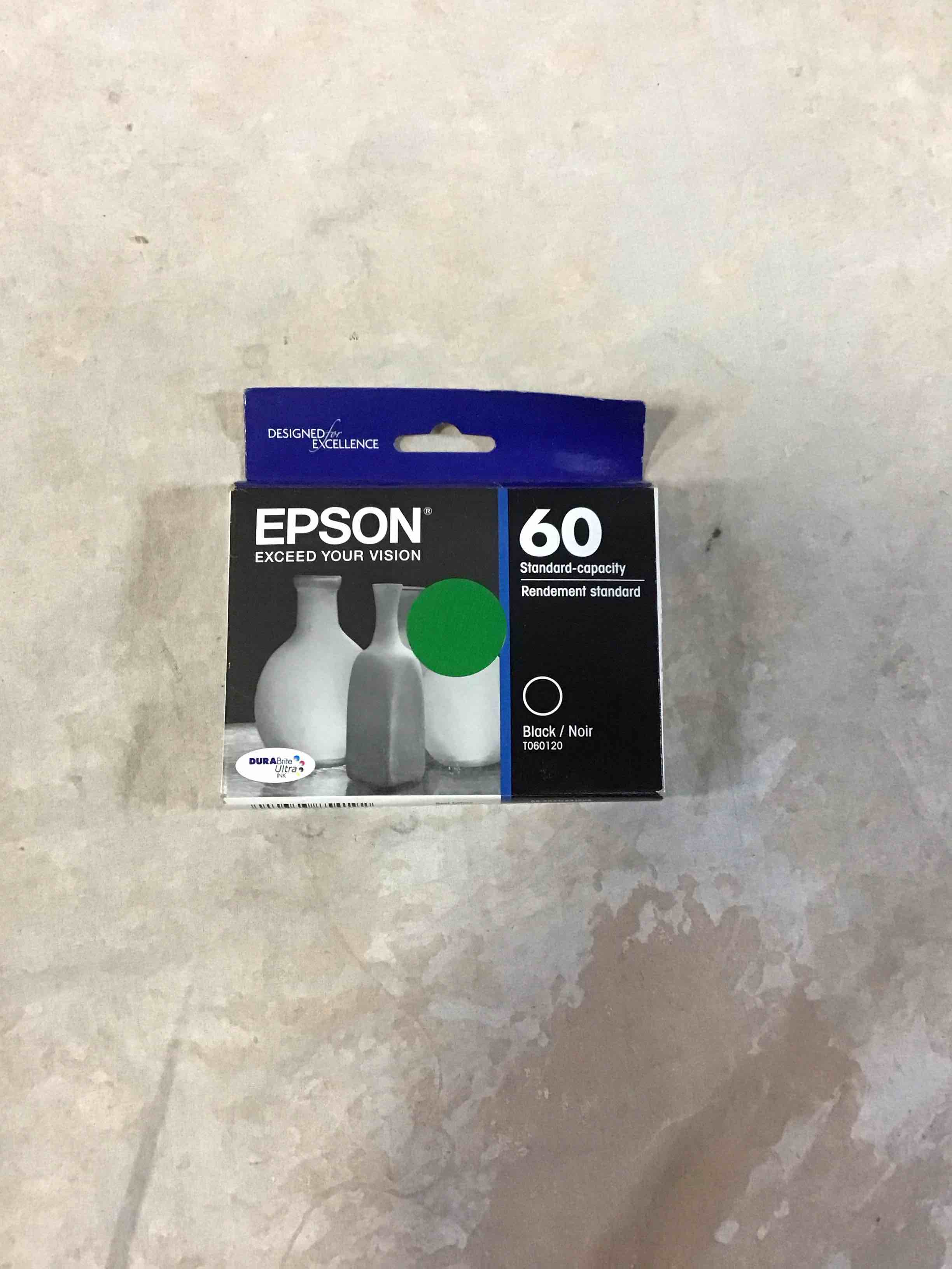 Condition photo showing New/Like New for epson 60 durabrite ultra ink standard capacity black cartridge (t060120-s) works with stylus c-68 c-88 c-88+ cx-3800 cx-3810 cx-4200 cx-4800 cx-5800f cx-7800