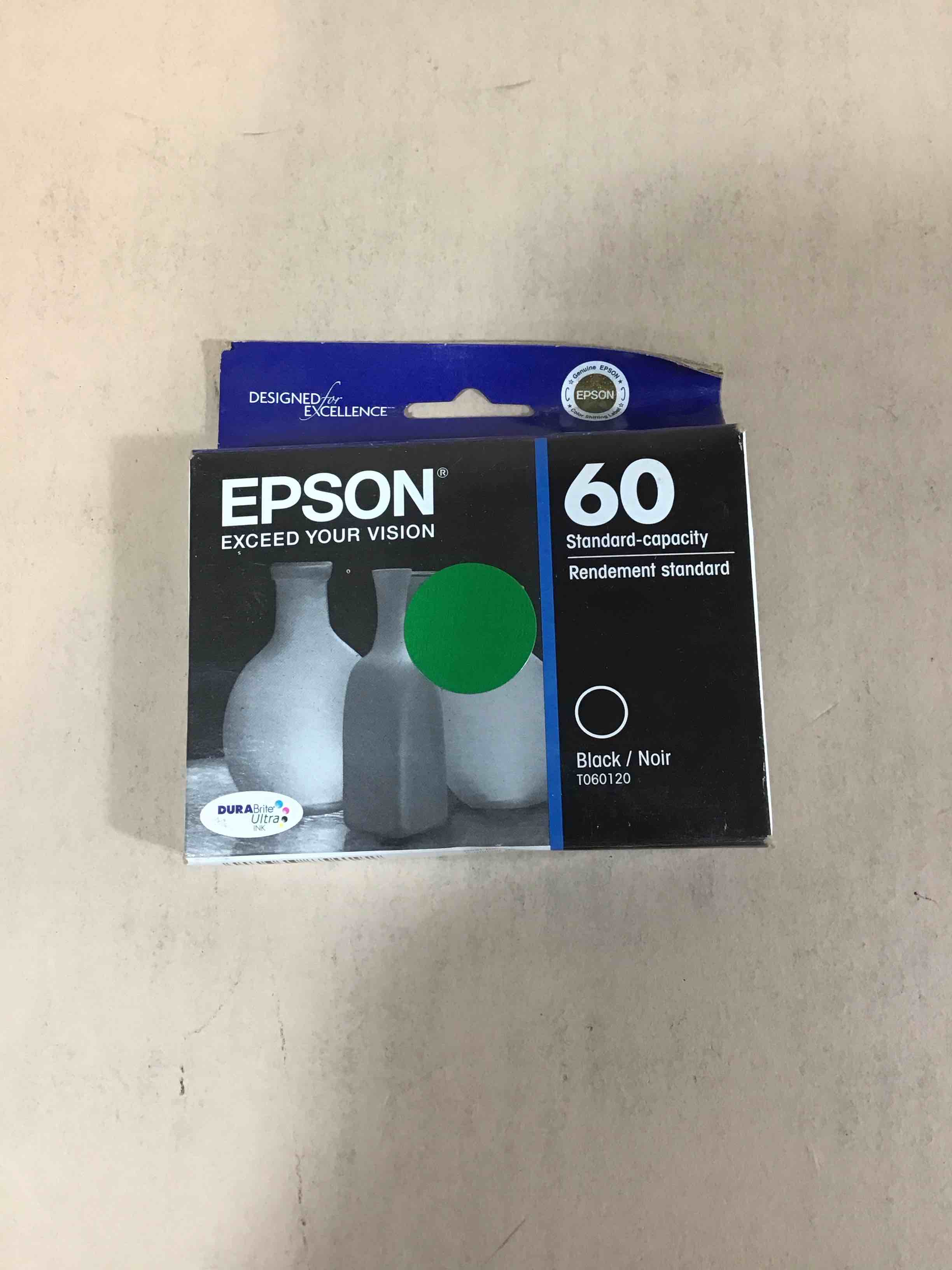 Condition photo showing New/Like New for epson 60 durabrite ultra ink standard capacity black cartridge (t060120-s) works with stylus c-68  c-88  c-88+  cx-3800  cx-3810  cx-4200  cx-4800  cx-5800f  cx-7800