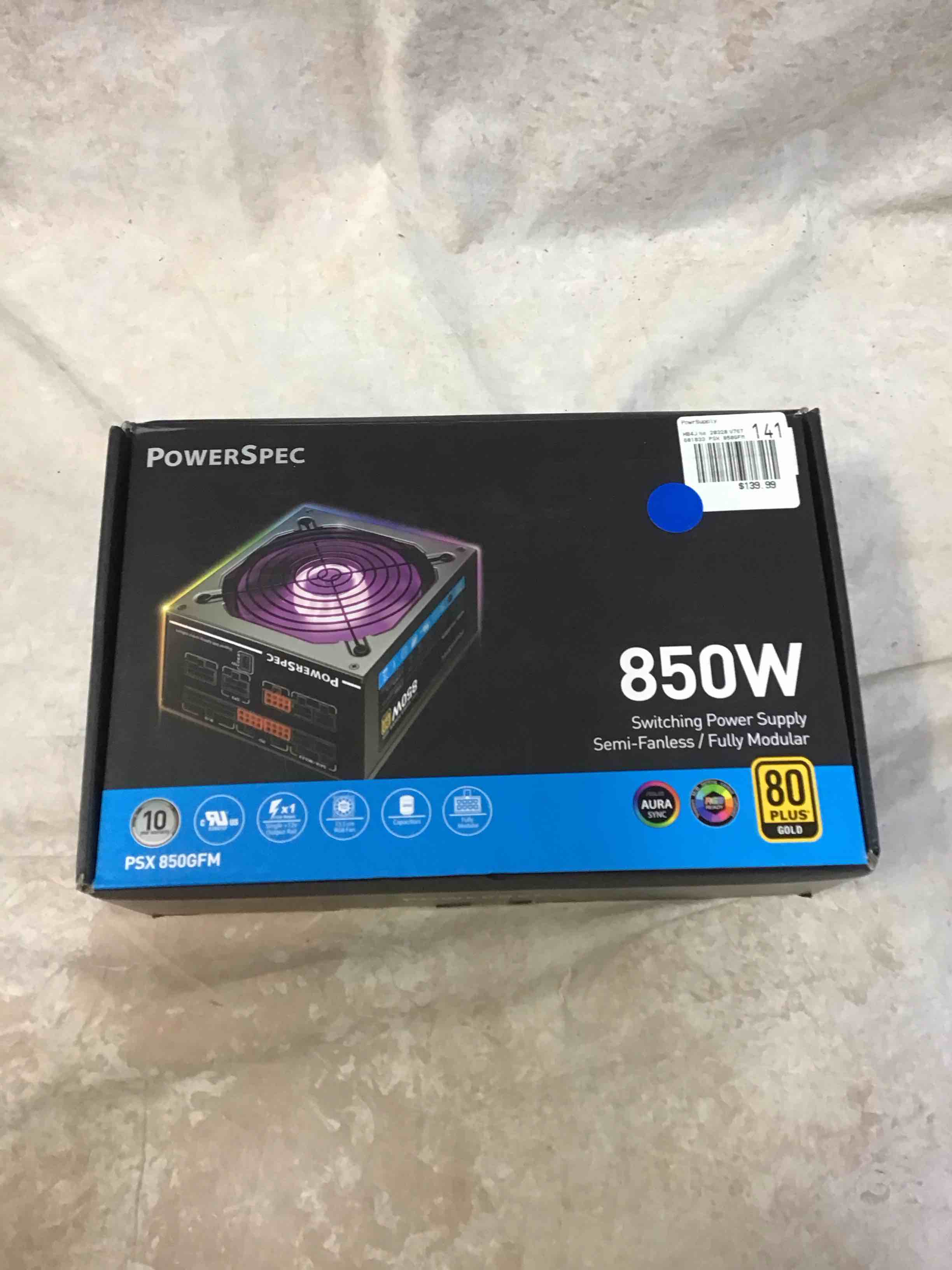 powerspec 850 watt 80 plus gold fully modular atx power supply with rgb lighting fan active pfc sli crossfire ready gaming pc psu computer switching power supply psx 850gfm