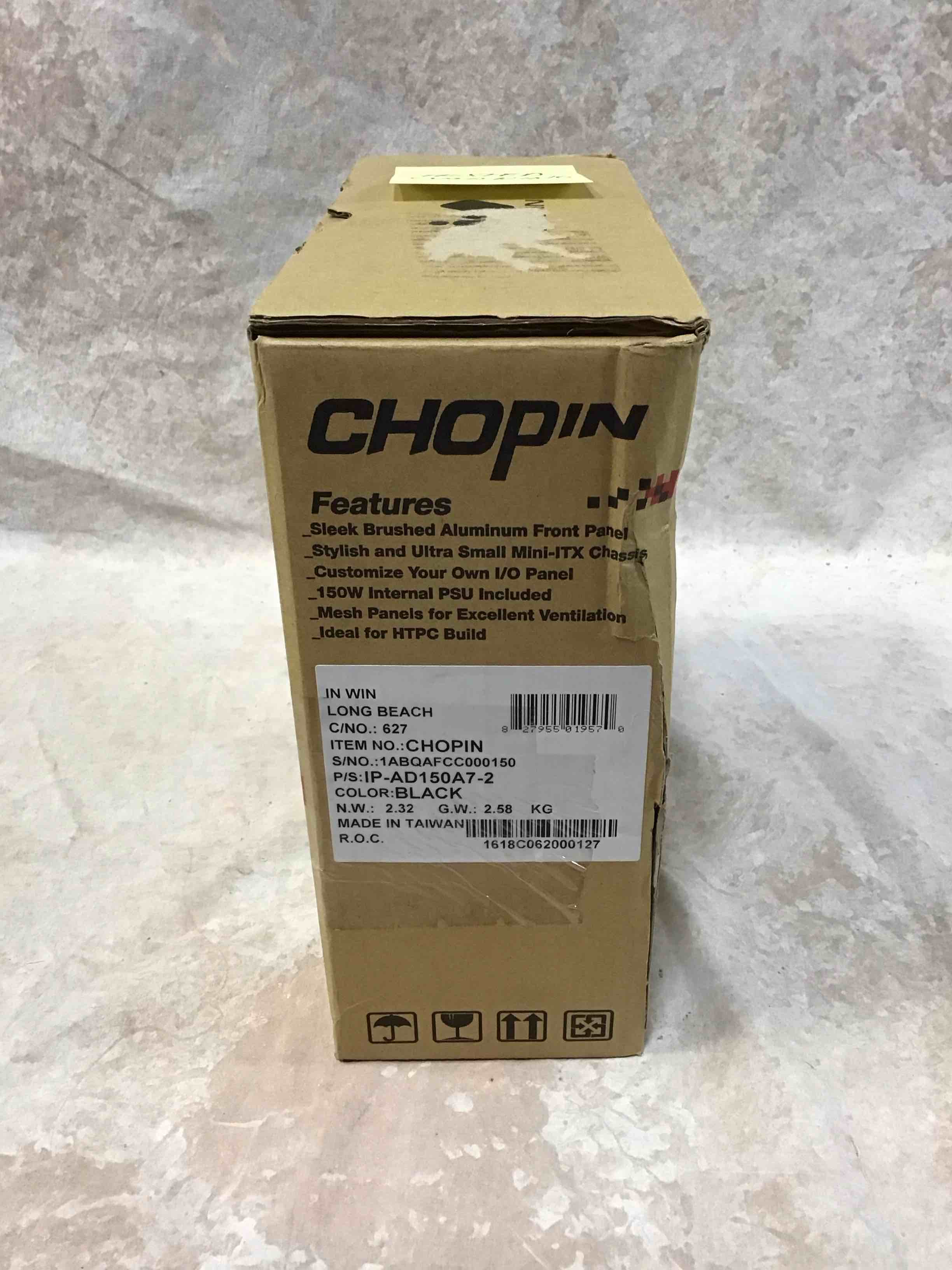 in win chopin secc mini-itx tower case 150 watts power supply black aluminum