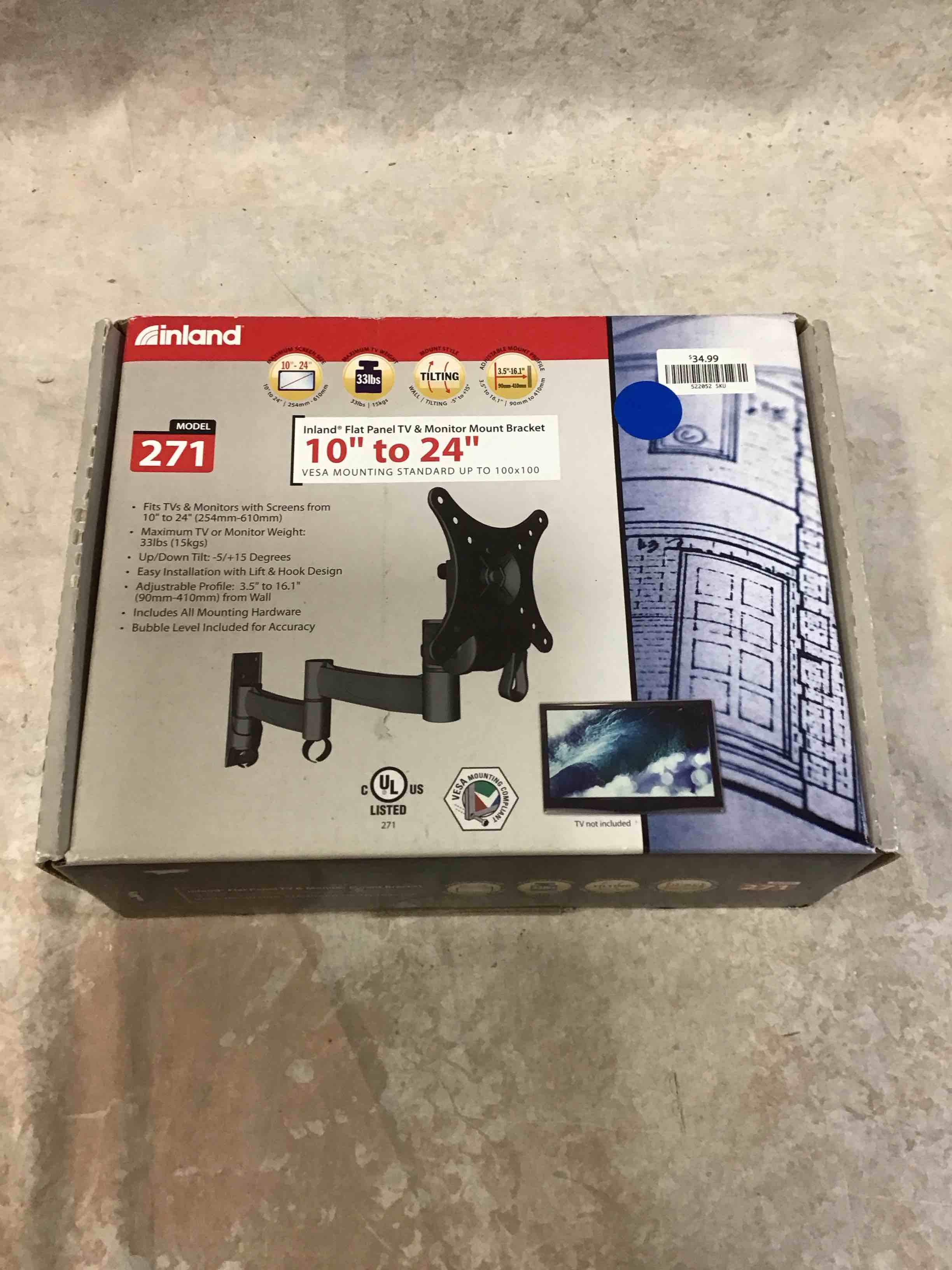 Condition photo showing Good Condition for inland model 271 flat screen tv & monitor mount bracket mounting 10