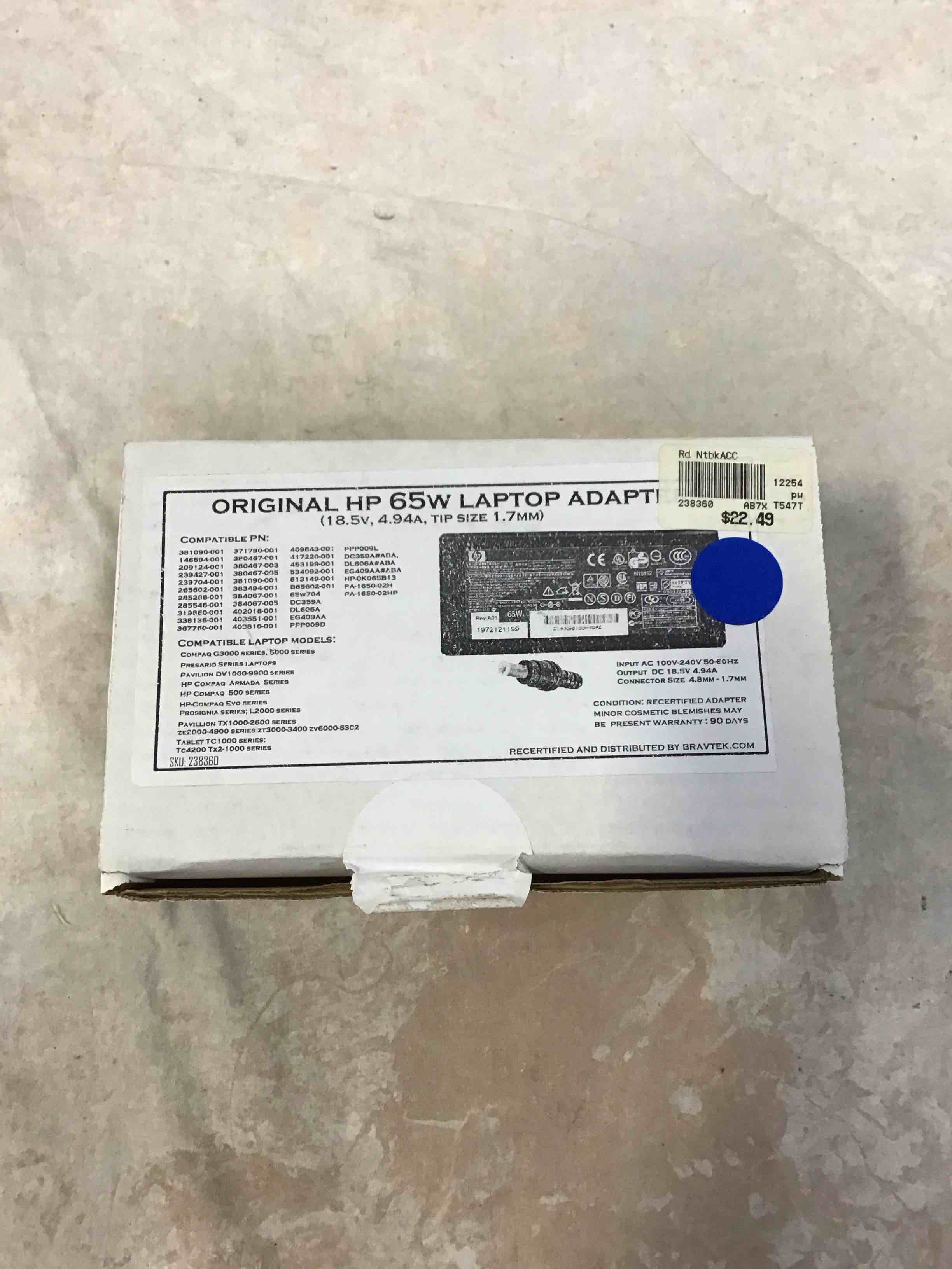 original hp 65w laptop adapter 