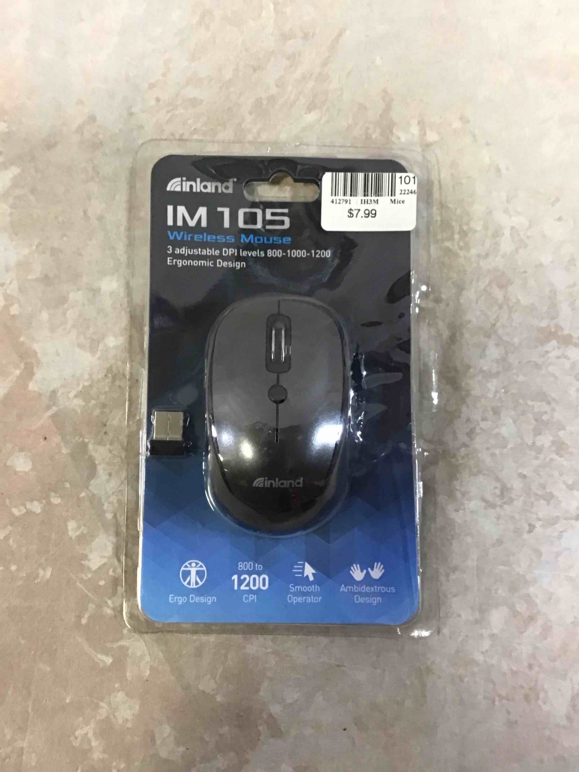 Condition photo showing Good Condition for inland 2.4ghz wireless optical 1200dpi mouse, gray im105 free ship no package