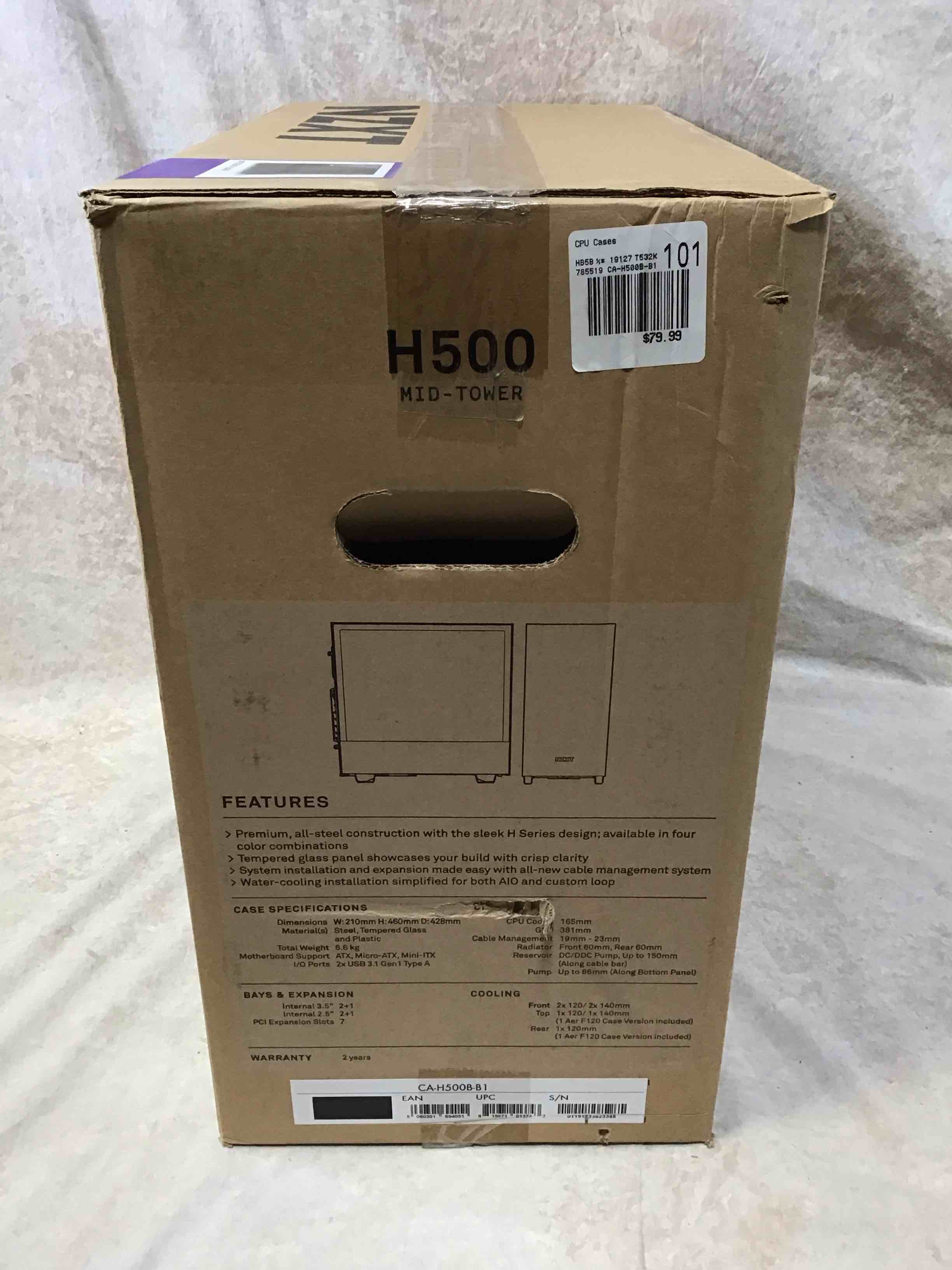 Condition photo showing New/Like New for nzxt - h500 series atx/mini-itx/microatx mid-tower case - matte black