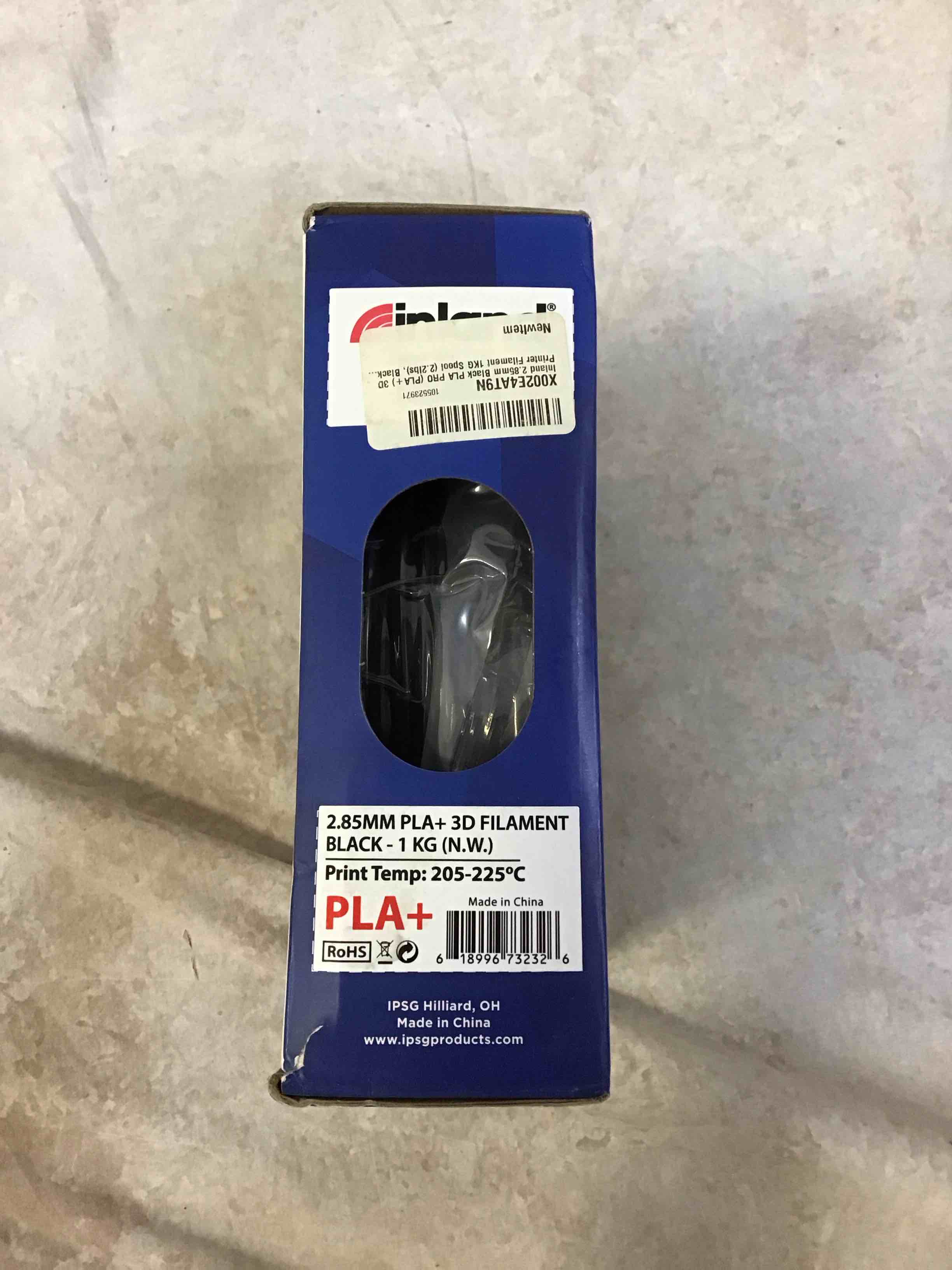 inland 2.85mm PLA+ 3d printing filament black 