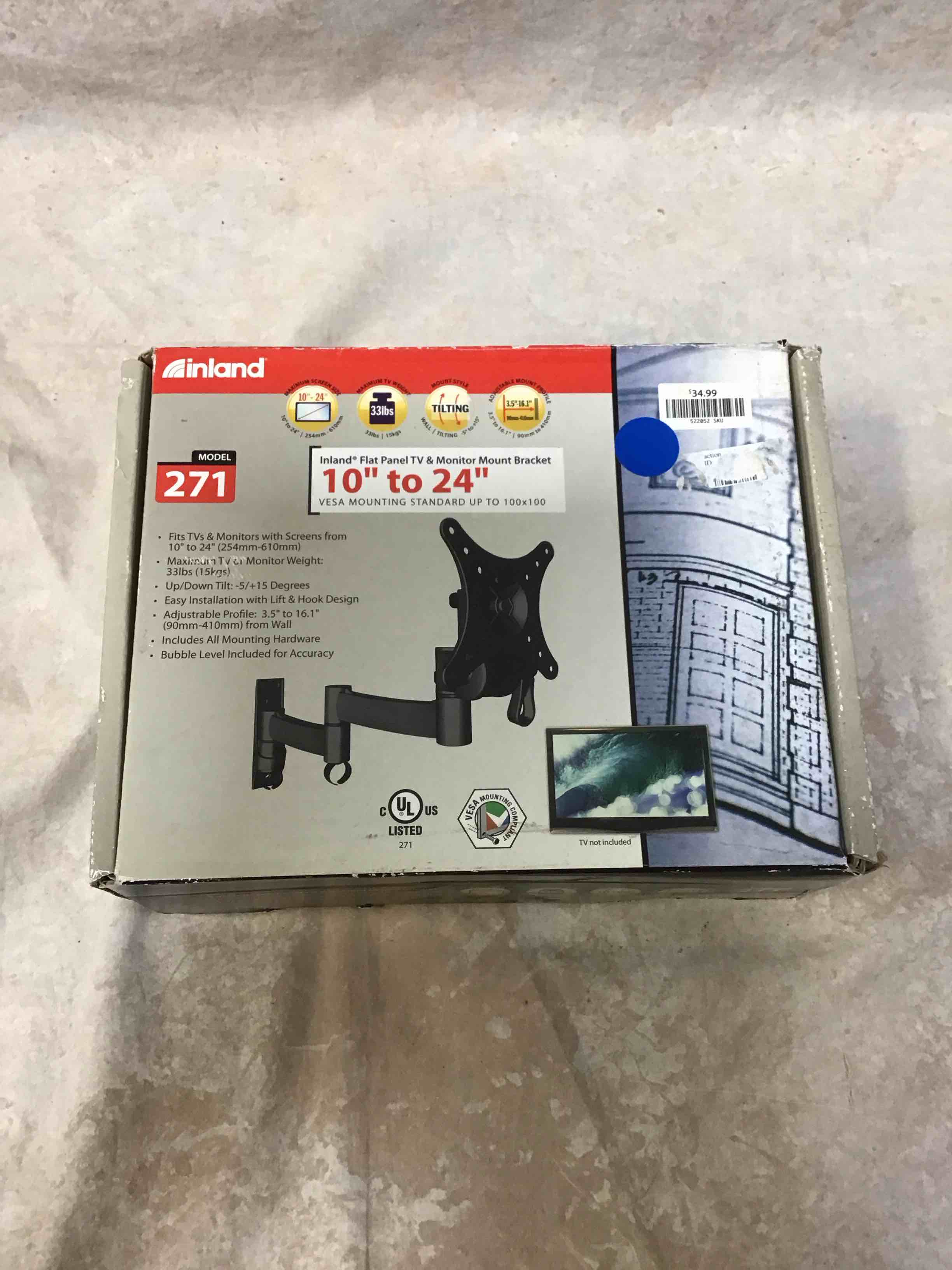 inland 10”-24” monitor mount