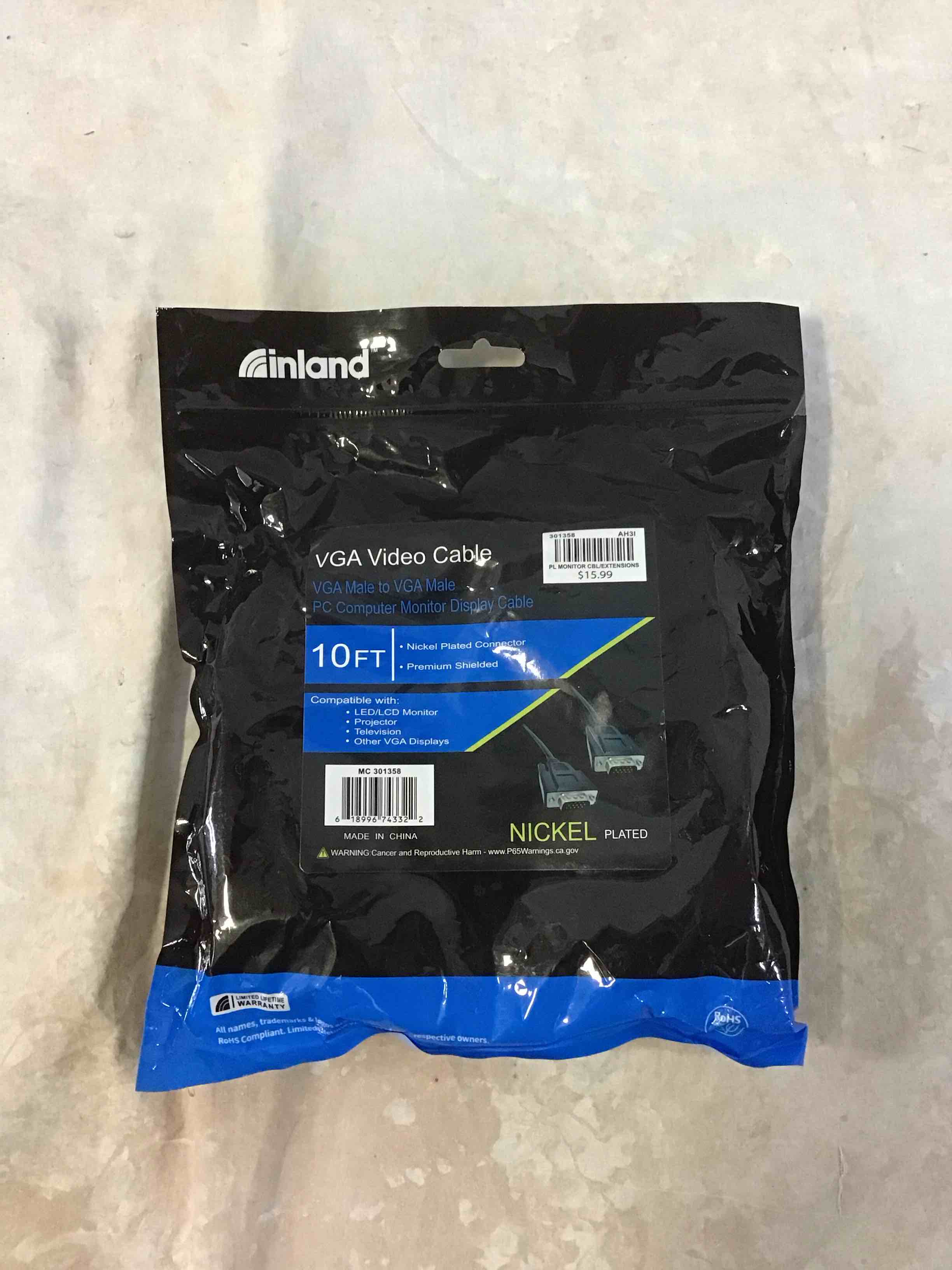 inland 10’ vga cable