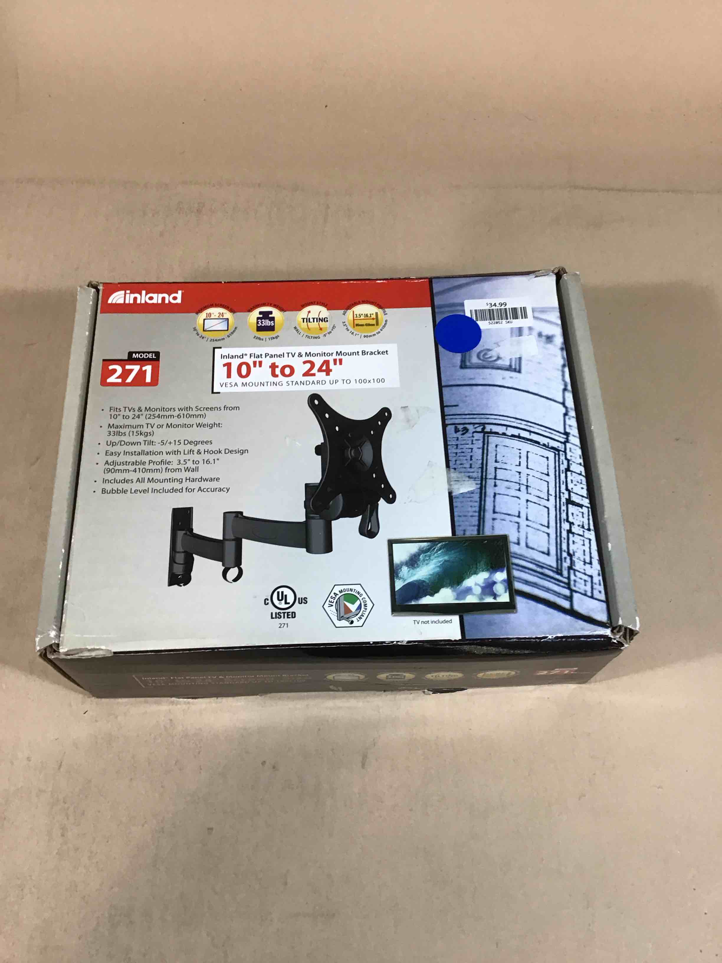 inland 10-24” monitor mount 
