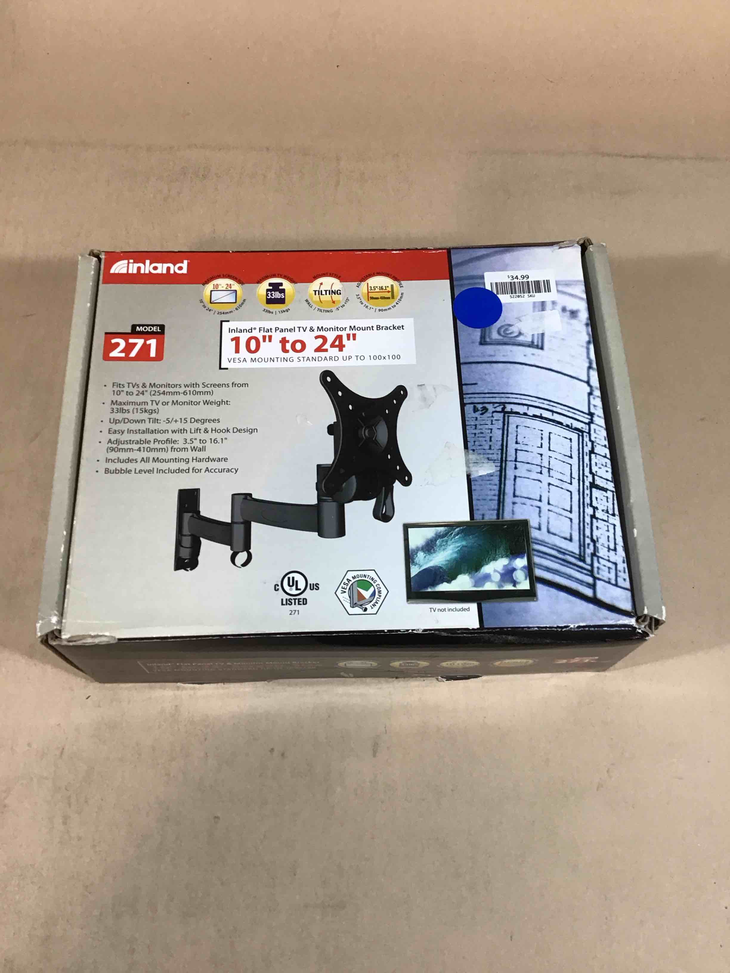 Condition photo showing Good Condition for inland 10-24” monitor mount 
