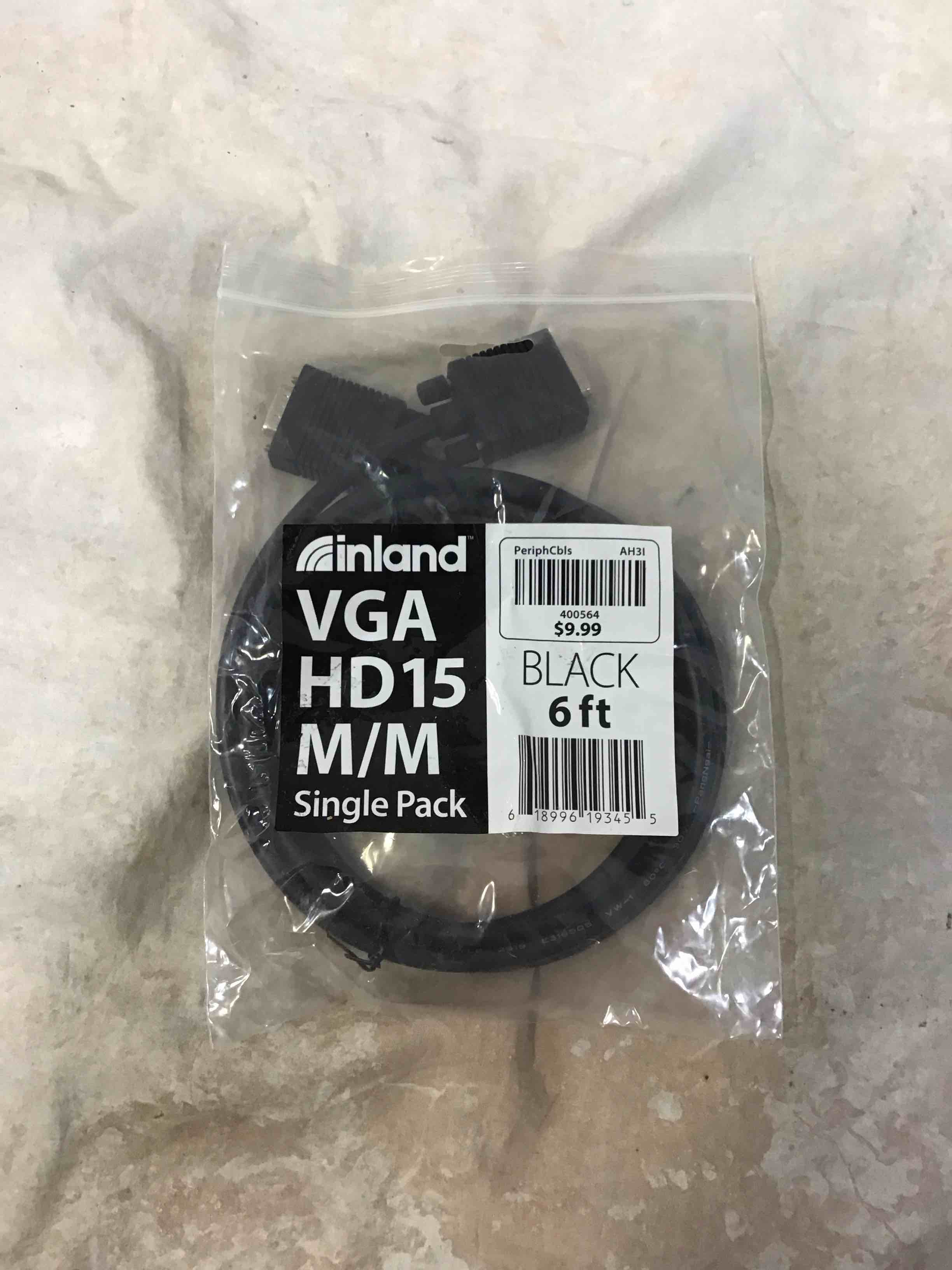 Condition photo showing Good Condition for inland vga male to vga male cable 6ft - black