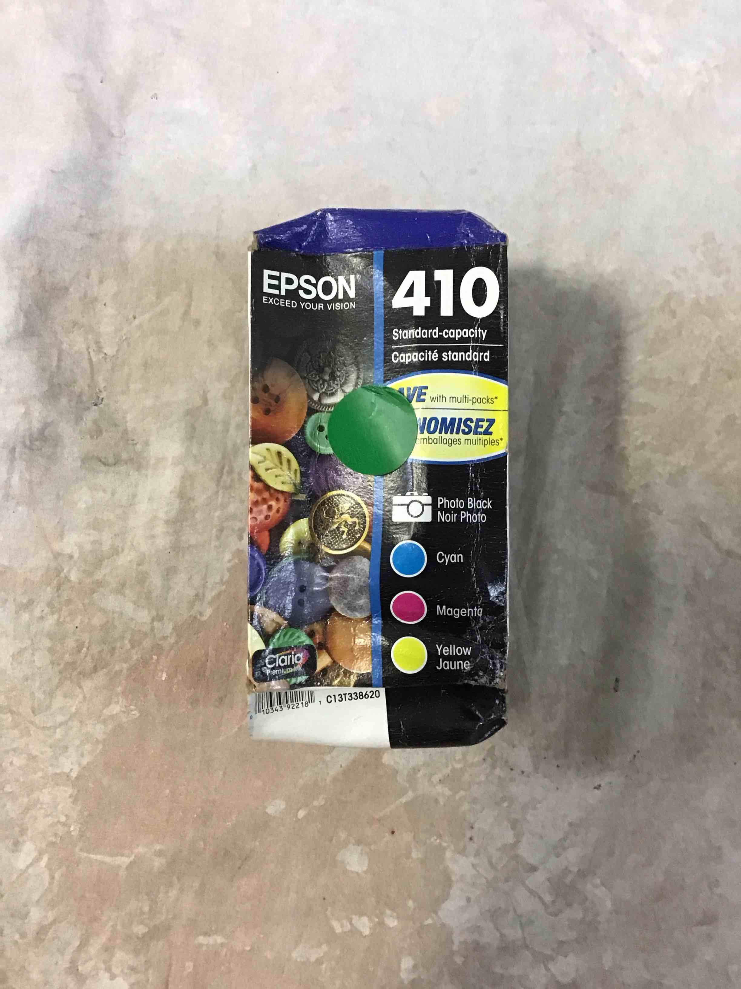 Condition photo showing New/Like New for epson 410 4pk combo ink cartridges - black/cyan/magenta/ yellow (t410520-cp)