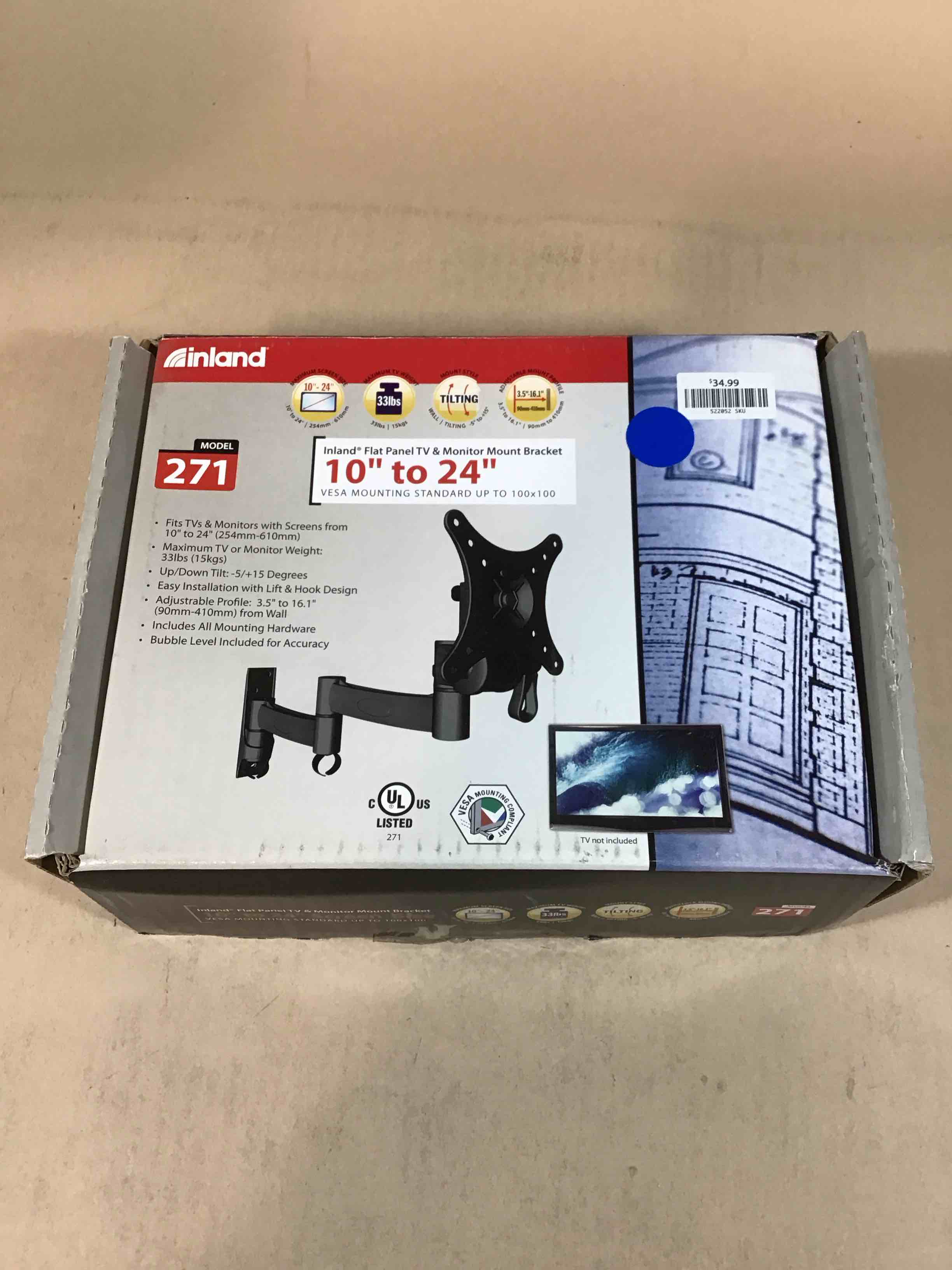 inland 10”-24” monitor mount 