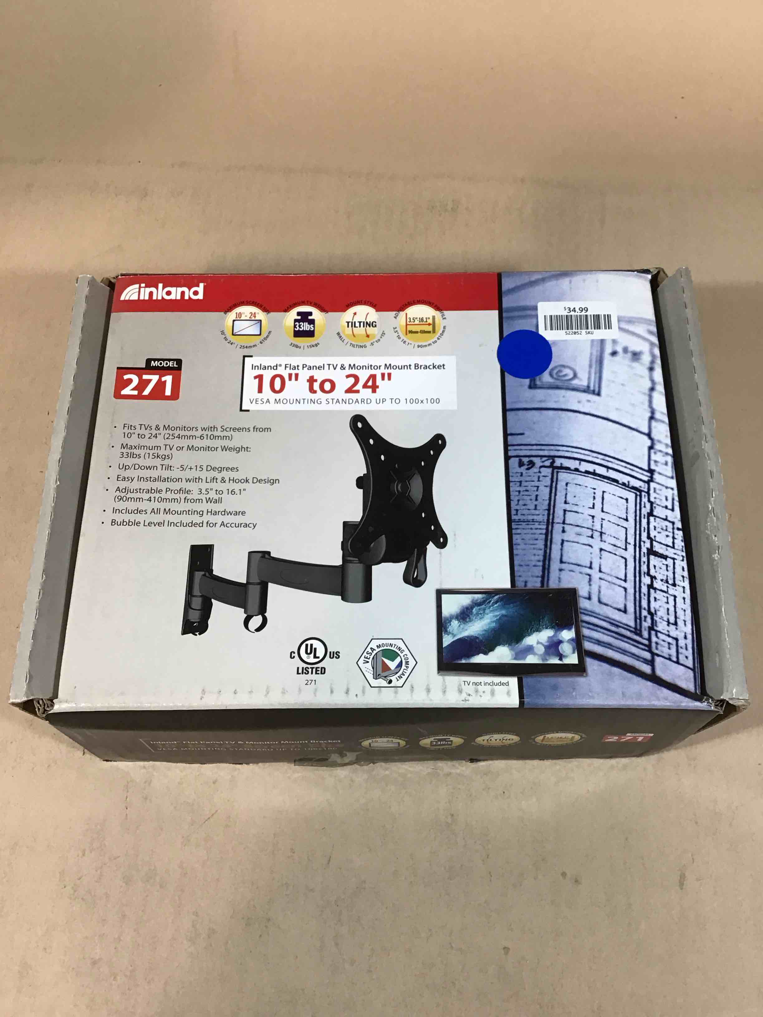 Condition photo showing Good Condition for inland 10”-24” monitor mount 