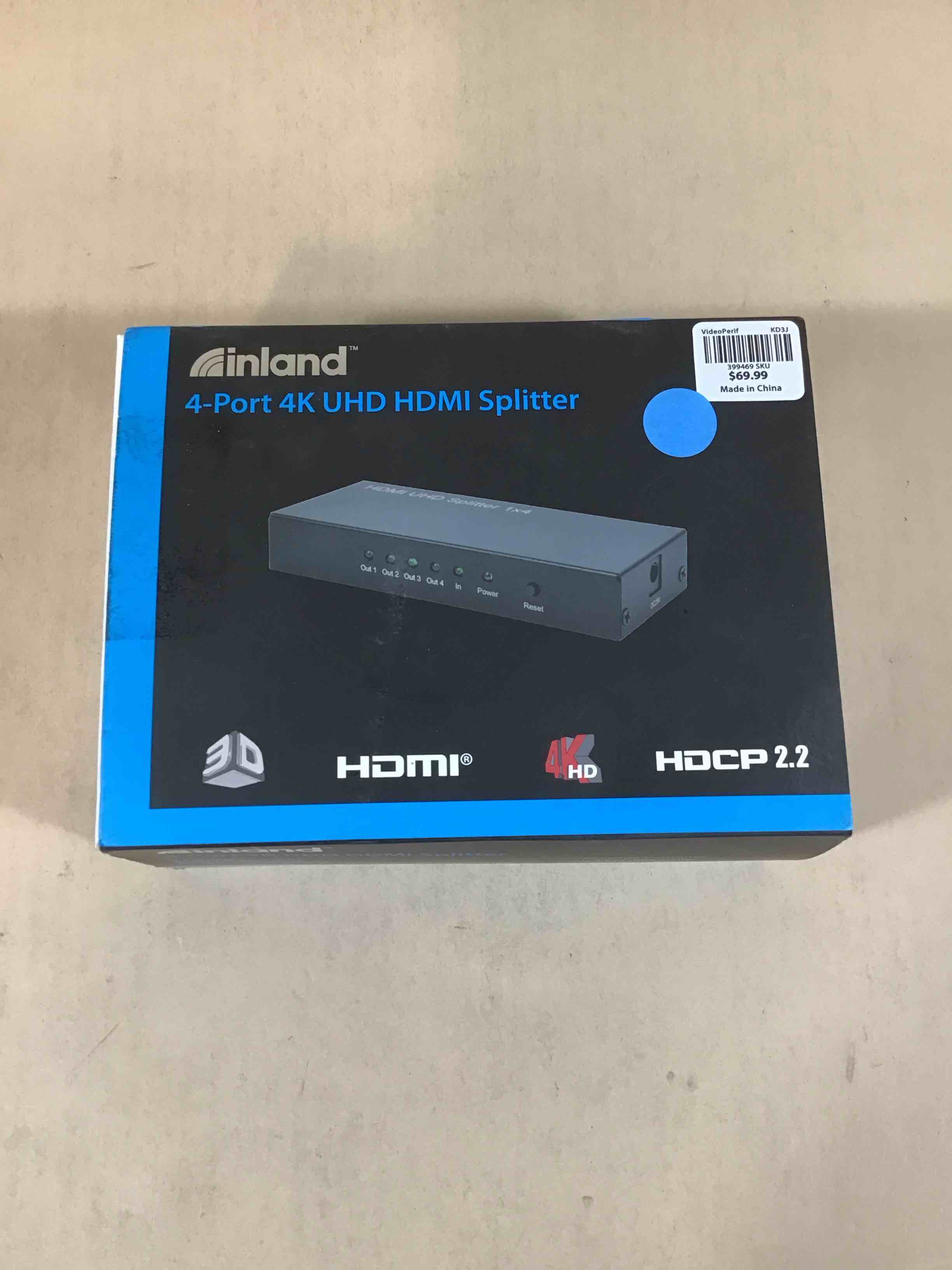 Condition photo showing New/Like New for inland 4 port 4k uhd hdmi splitter hdcp 2.2 hspuh0104