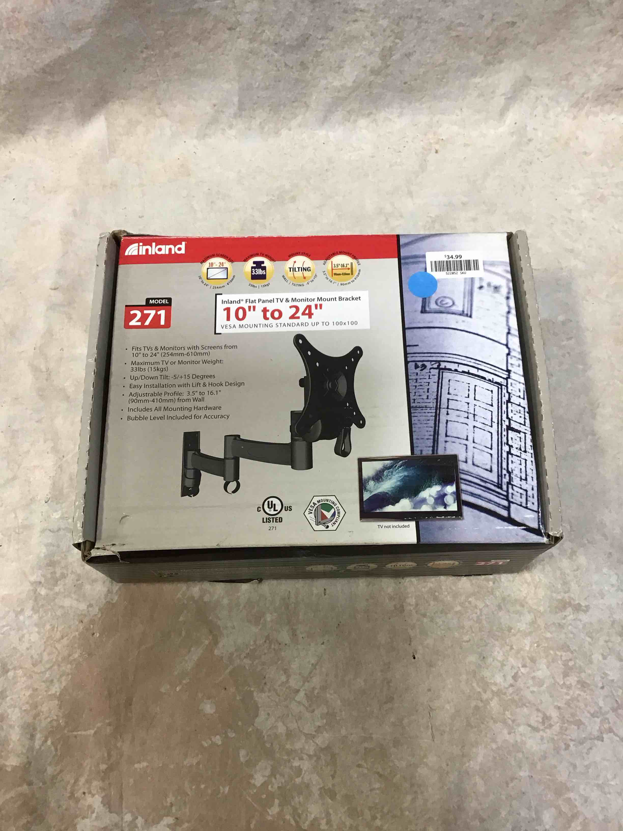 inland 10”-24” monitor mount 