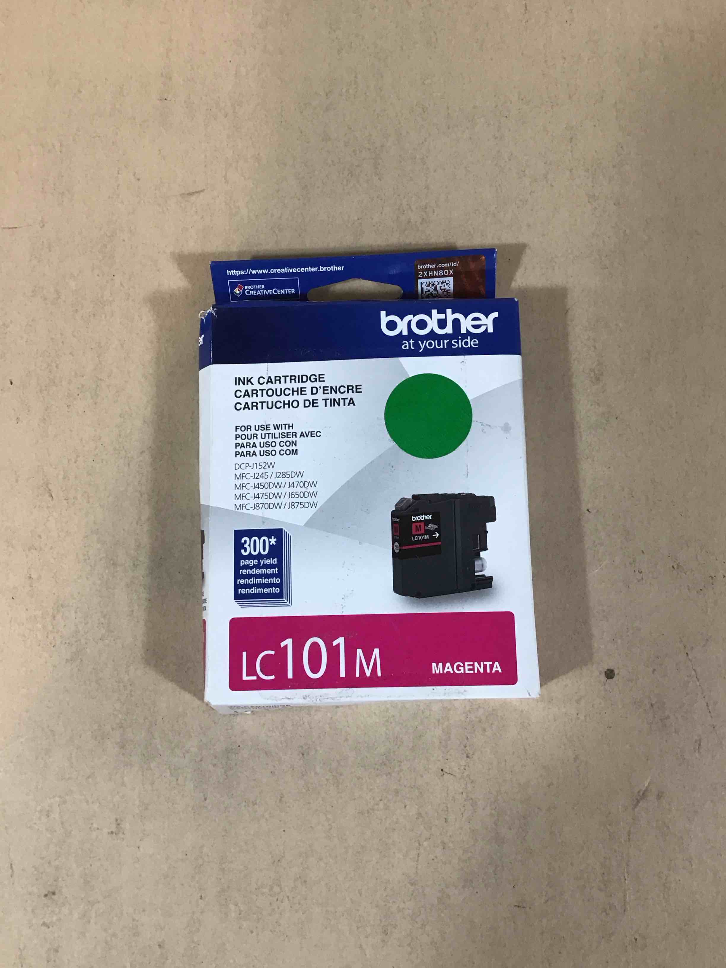 Condition photo showing New/Like New for brother genuine standard yield magenta ink cartridge, lc101m, replacement black ink, page yield up to 300 pages