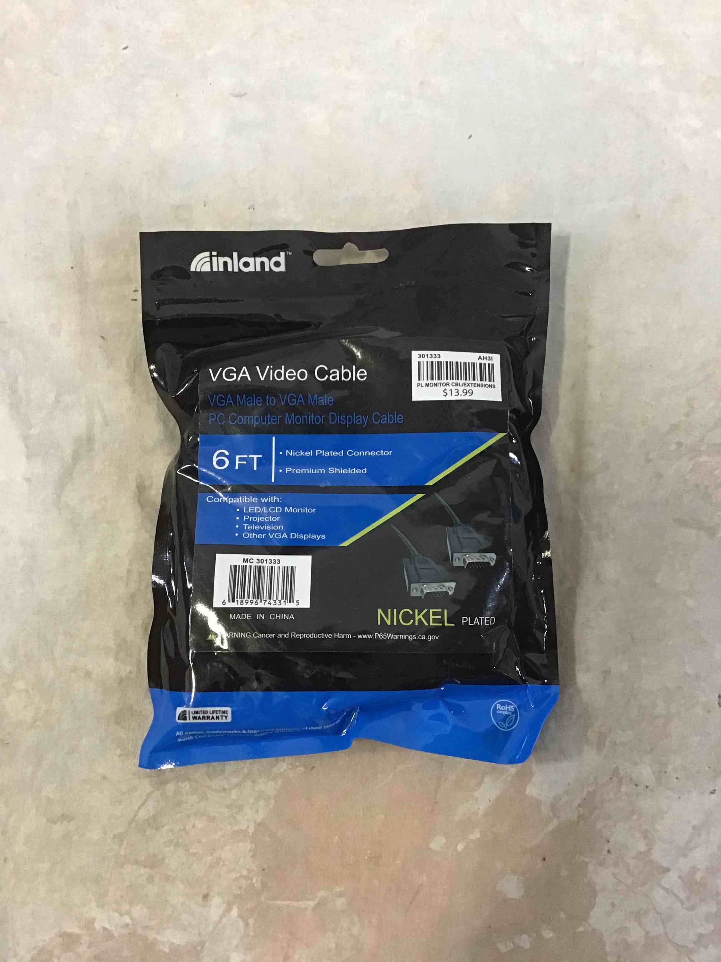 Condition photo showing Good Condition for inland vga male to vga male cable 6 ft. - black