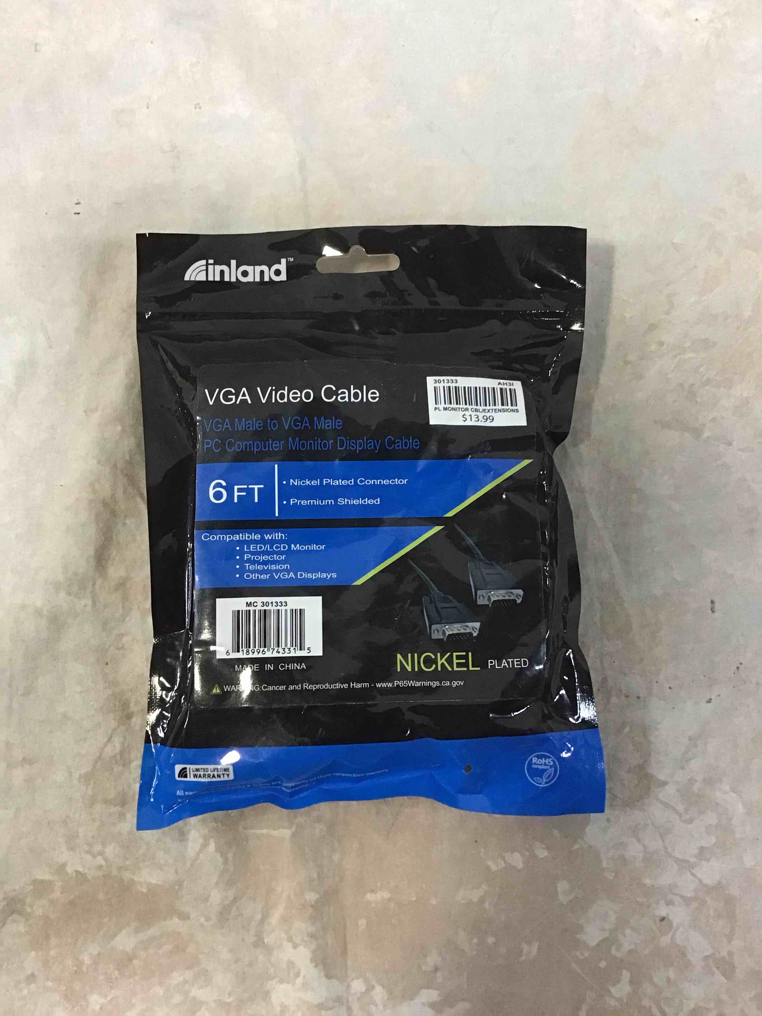 Condition photo showing Good Condition for inland vga male to vga male cable 6 ft. - black