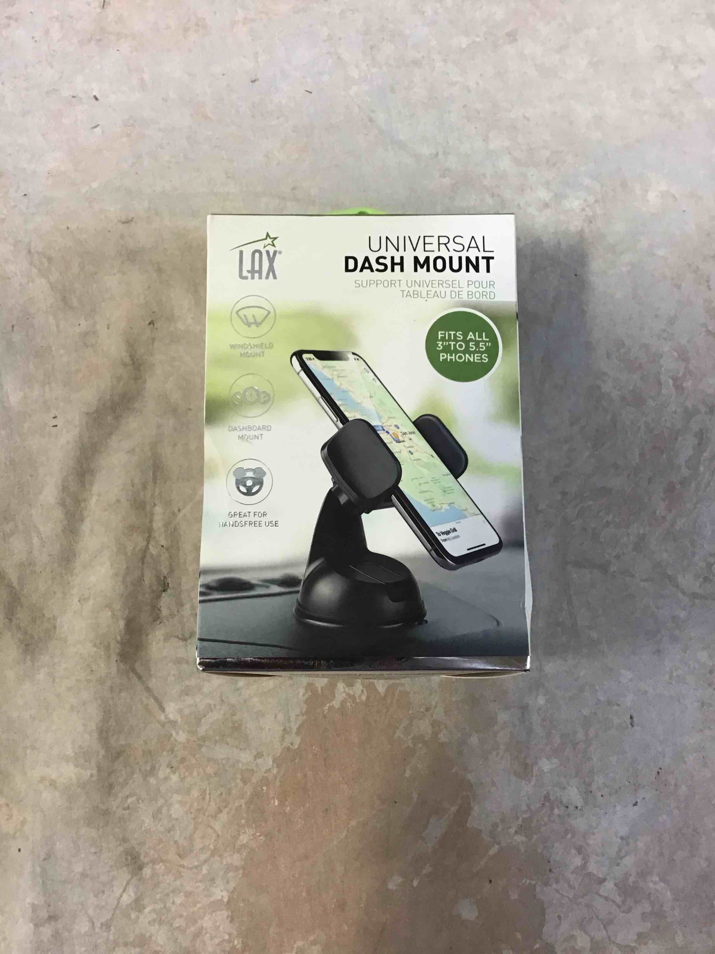 lax pro grip phone holder car mount with suction cup for dashboard and windshield - black
