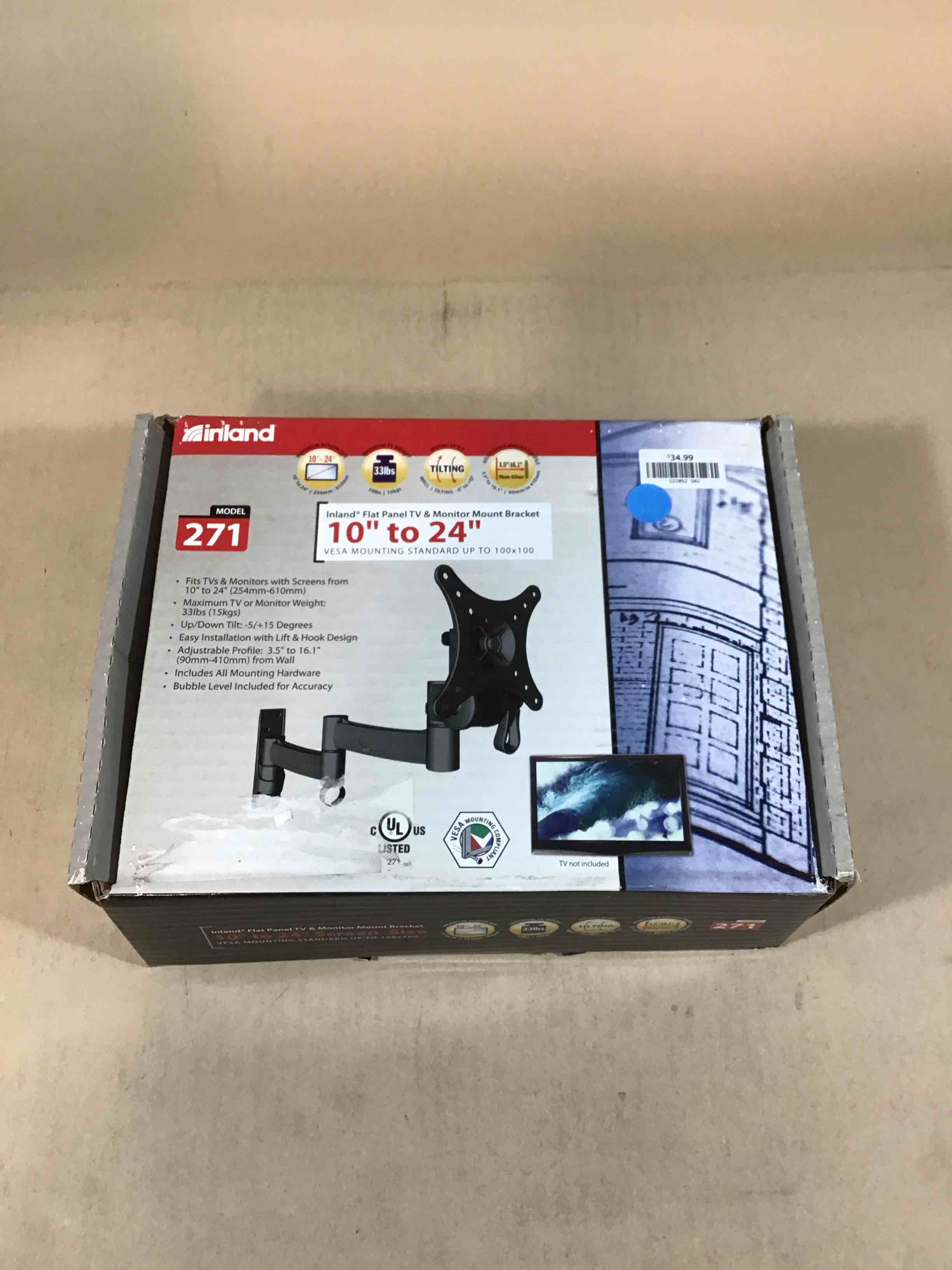 inland 10”-24” monitor mount
