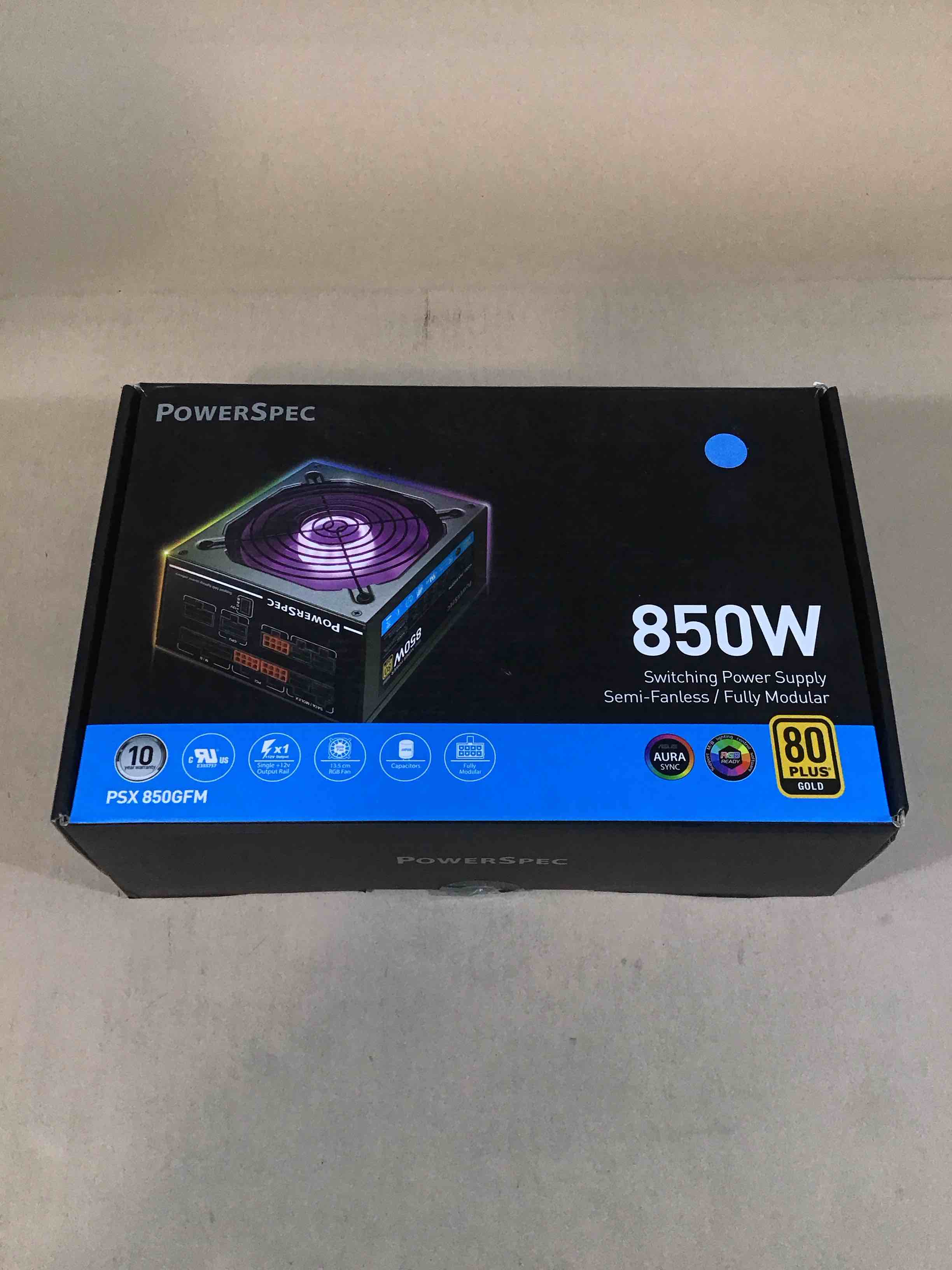 powerspec 850 watt 80 plus gold fully modular atx power supply with rgb lighting fan active pfc sli crossfire ready gaming pc psu computer switching power supply  psx 850gfm