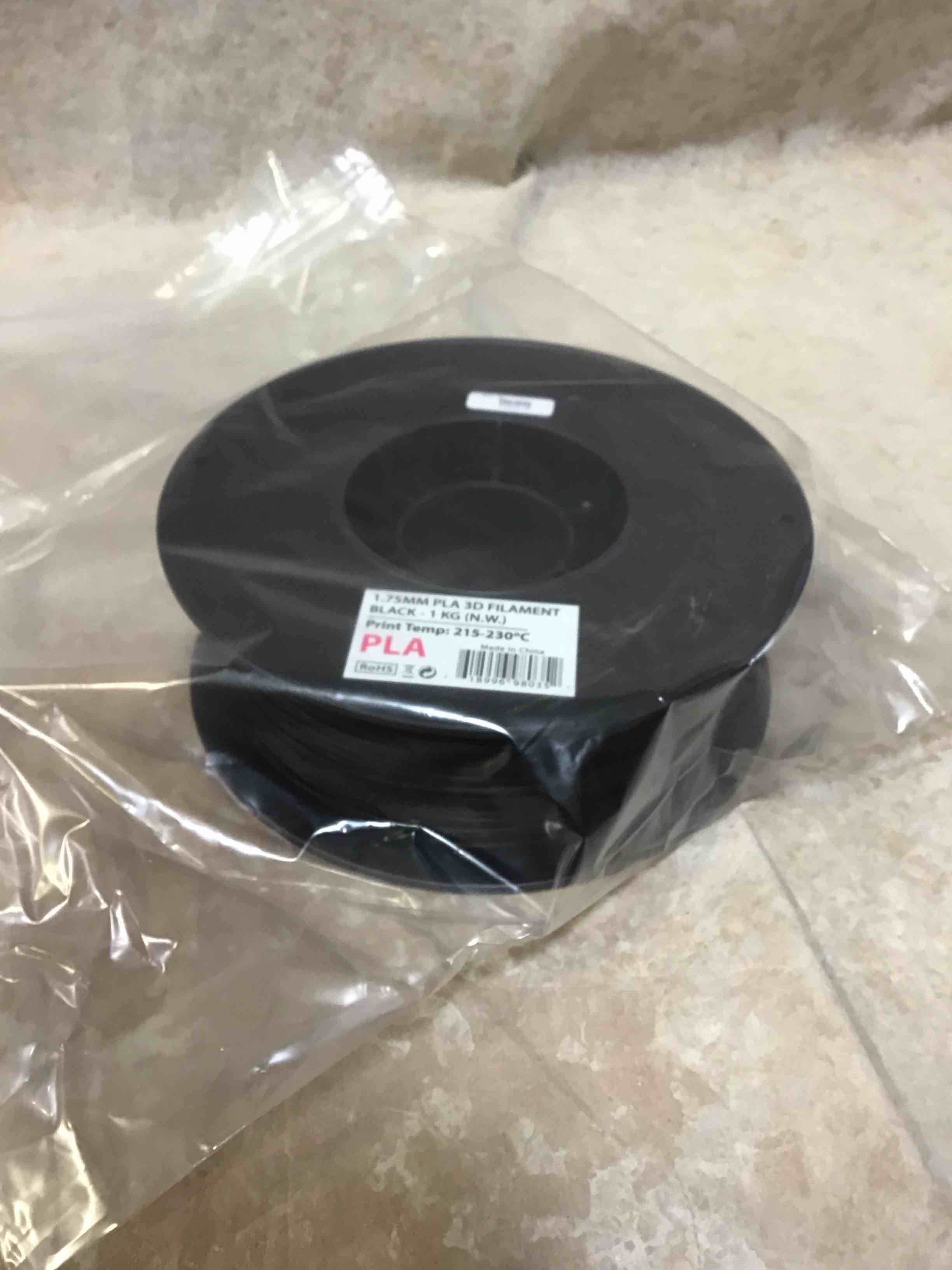 black pla 3d printer filament 1.75 mm 1 kg 2.2 lbs