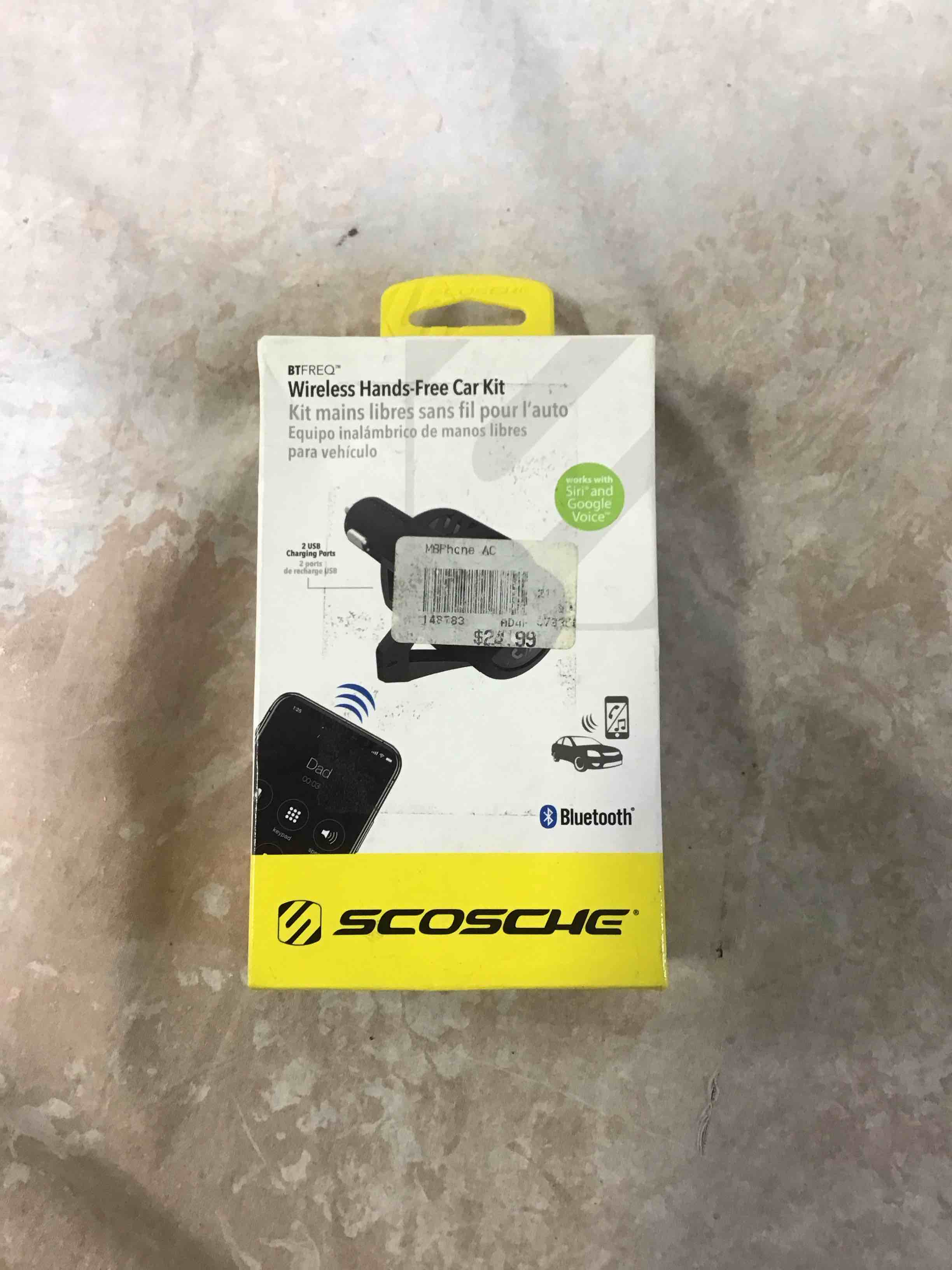 scosche - btfreq bluetooth fm transmitter hands free car kit w/ dual usb ports v5.0 - black