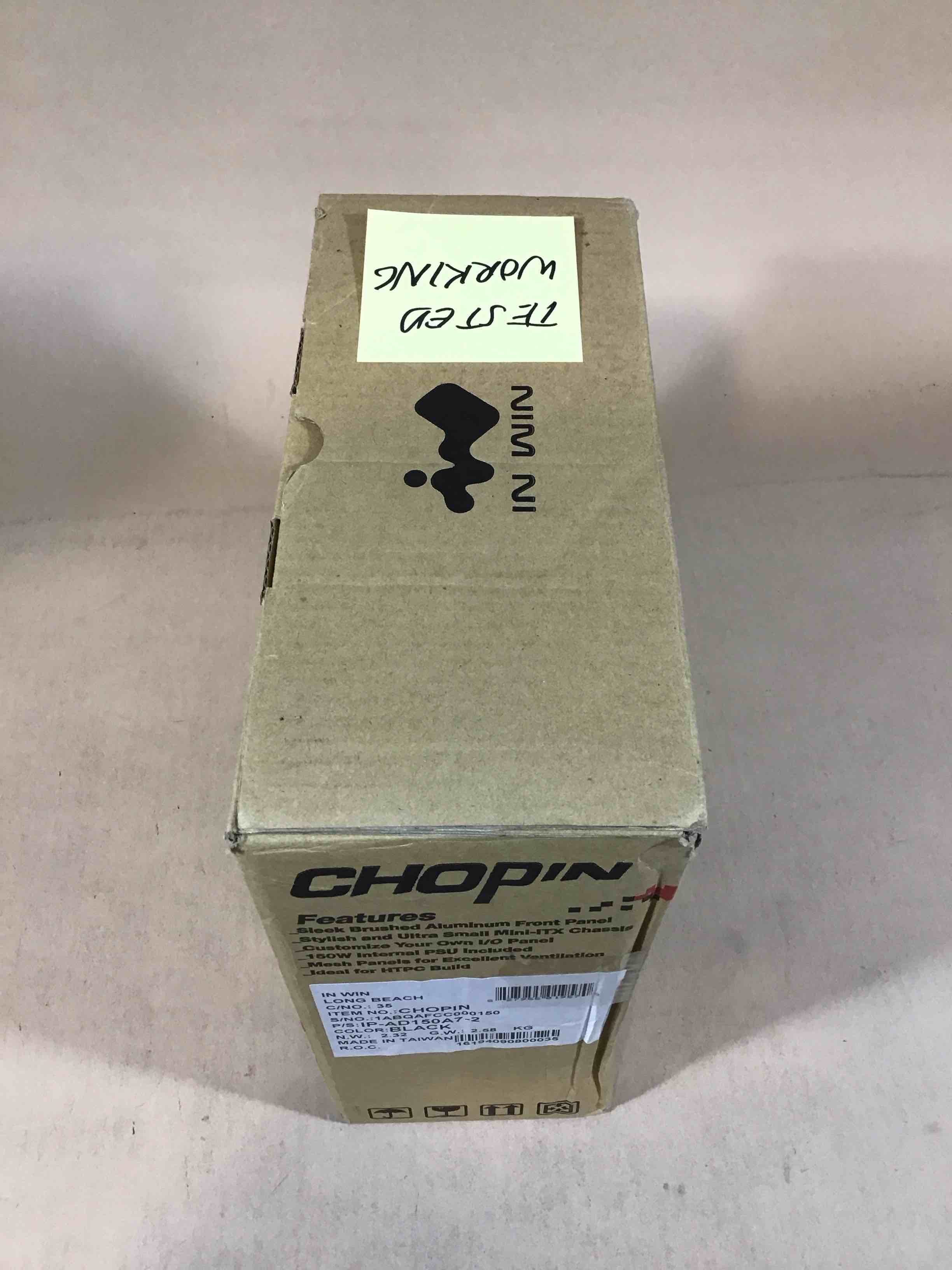 in win chopin secc mini-itx tower case 150 watts power supply black aluminum