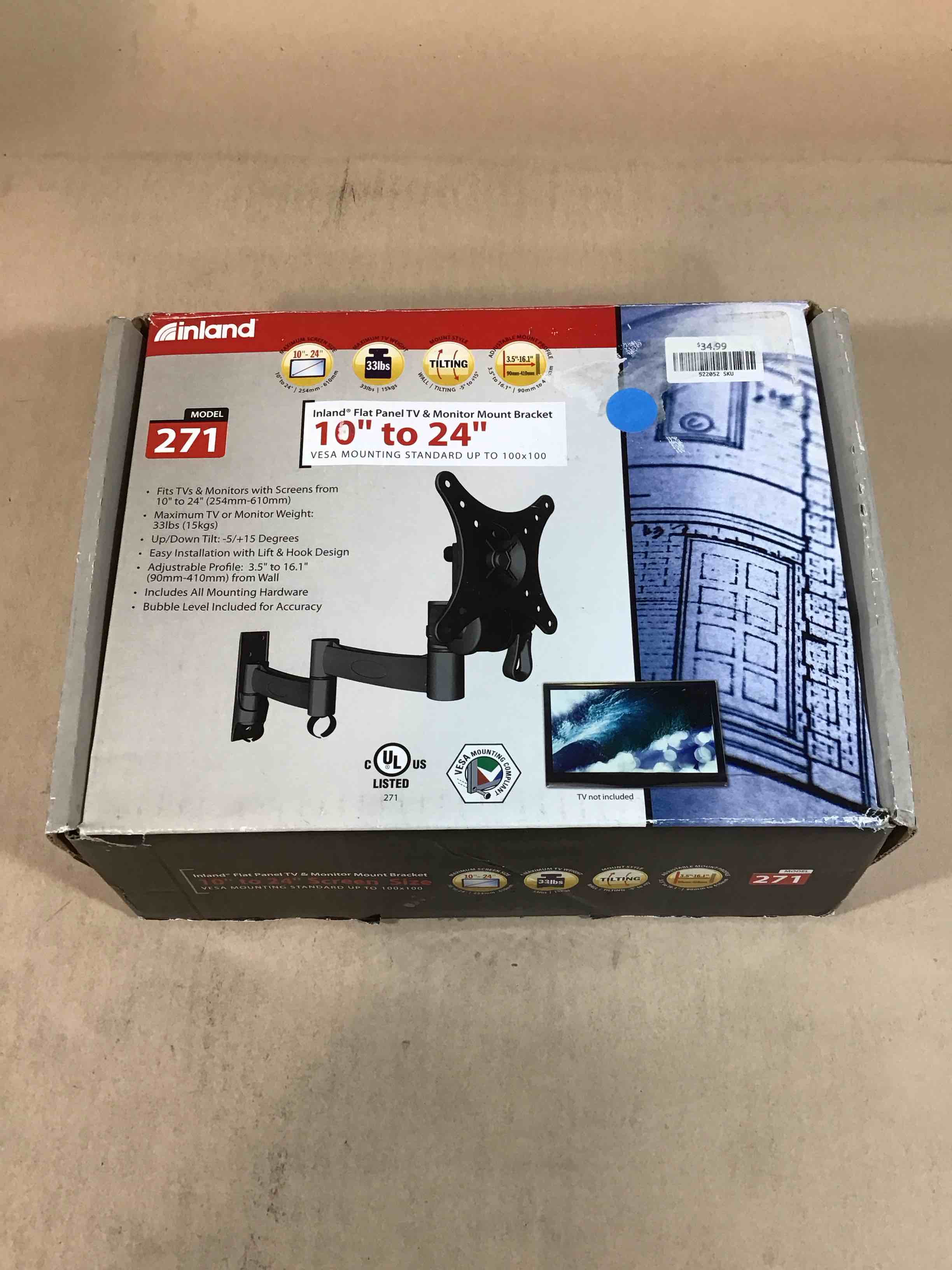 inland 10”-24” monitor mount