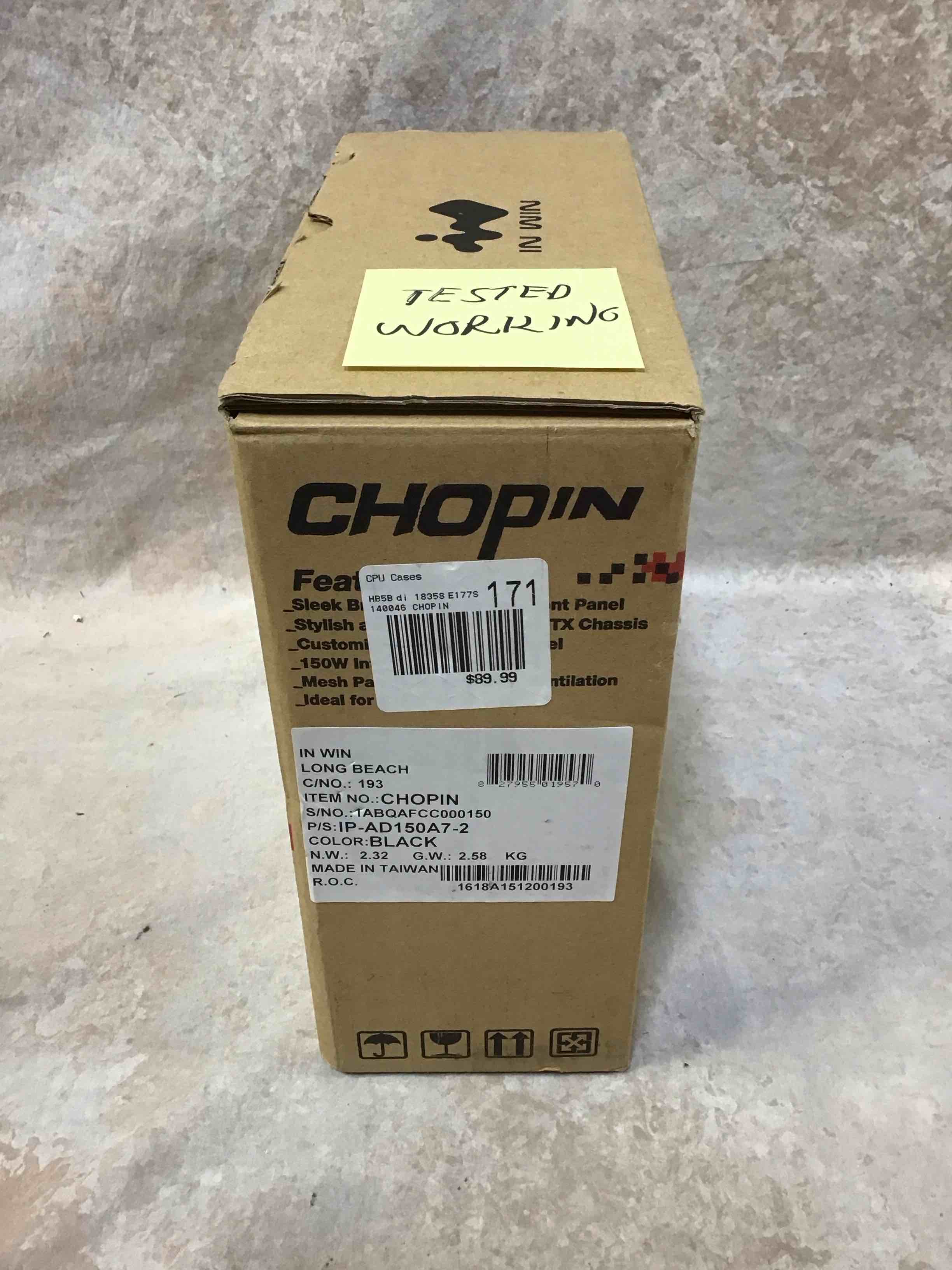 in win chopin secc mini-itx tower case 150 watts power supply black aluminum