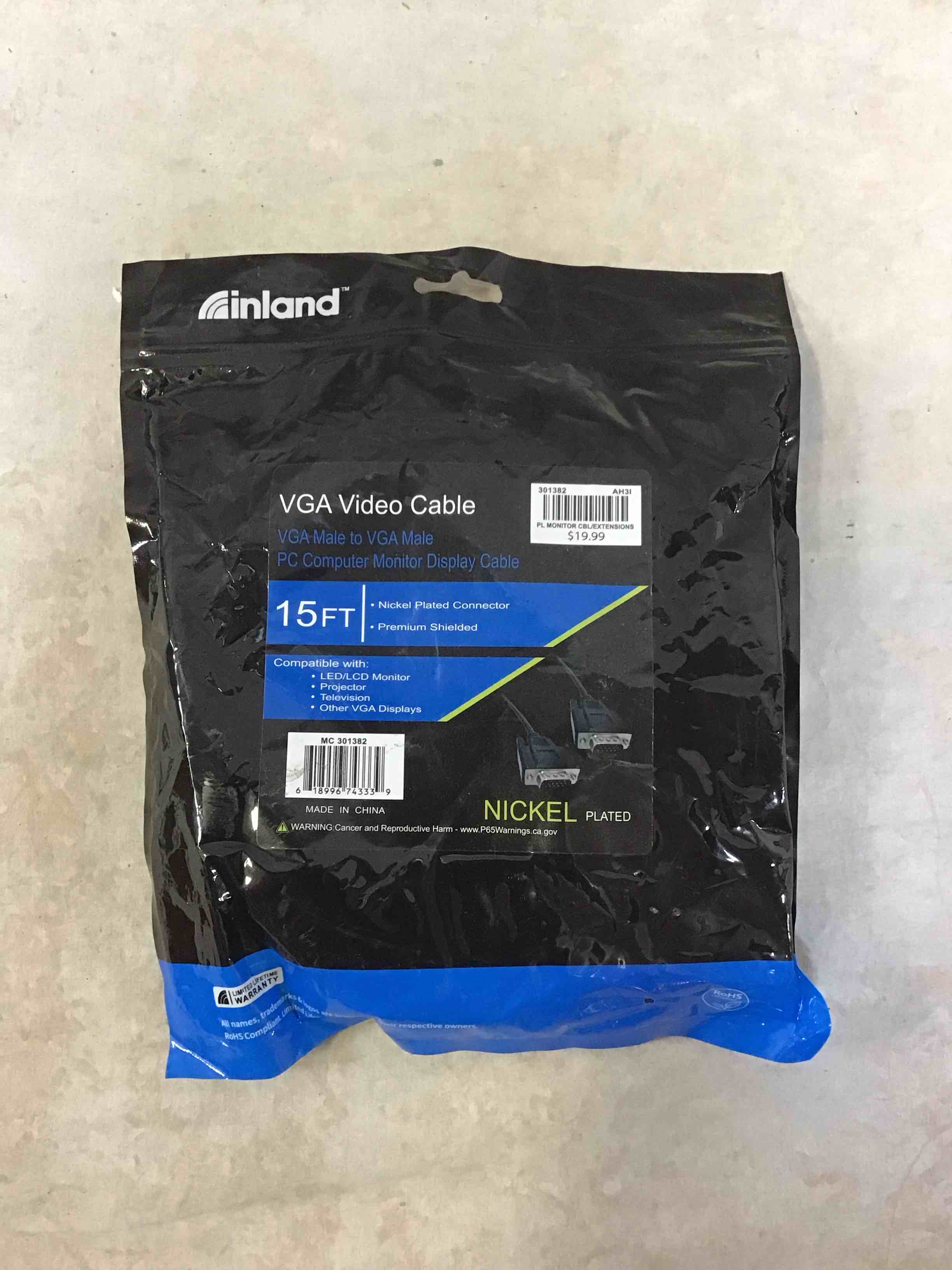 inland 15’ vga cable