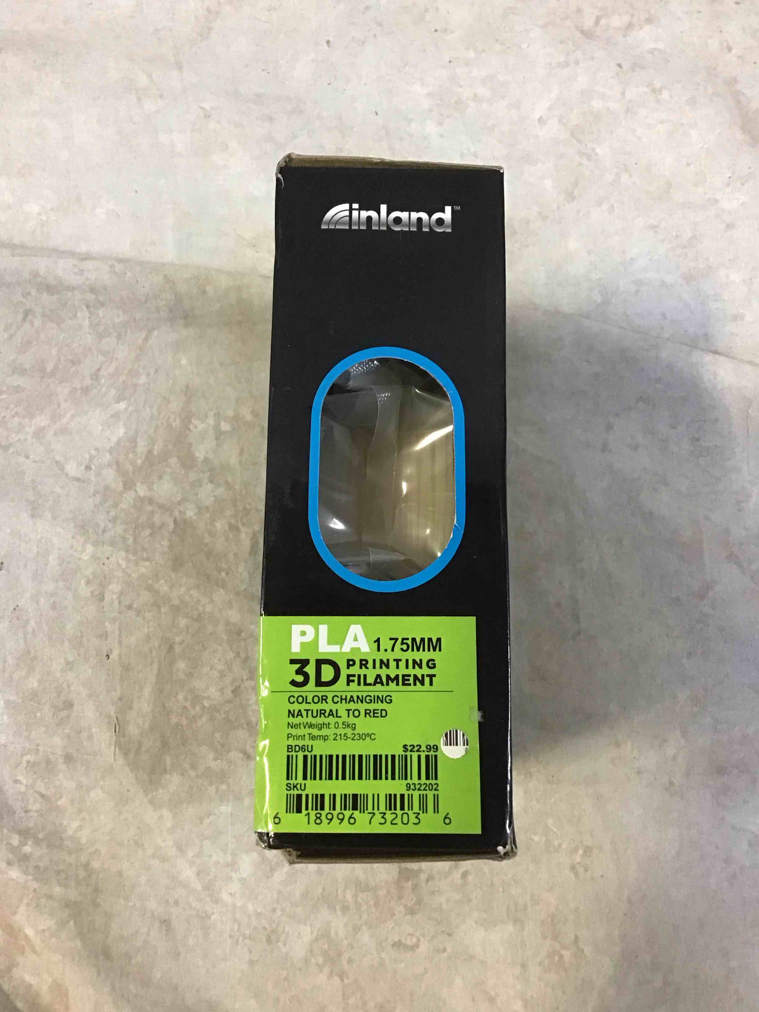 Condition photo showing New/Like New for inland pla 1.75mm 3d printing filament color changing natural to red