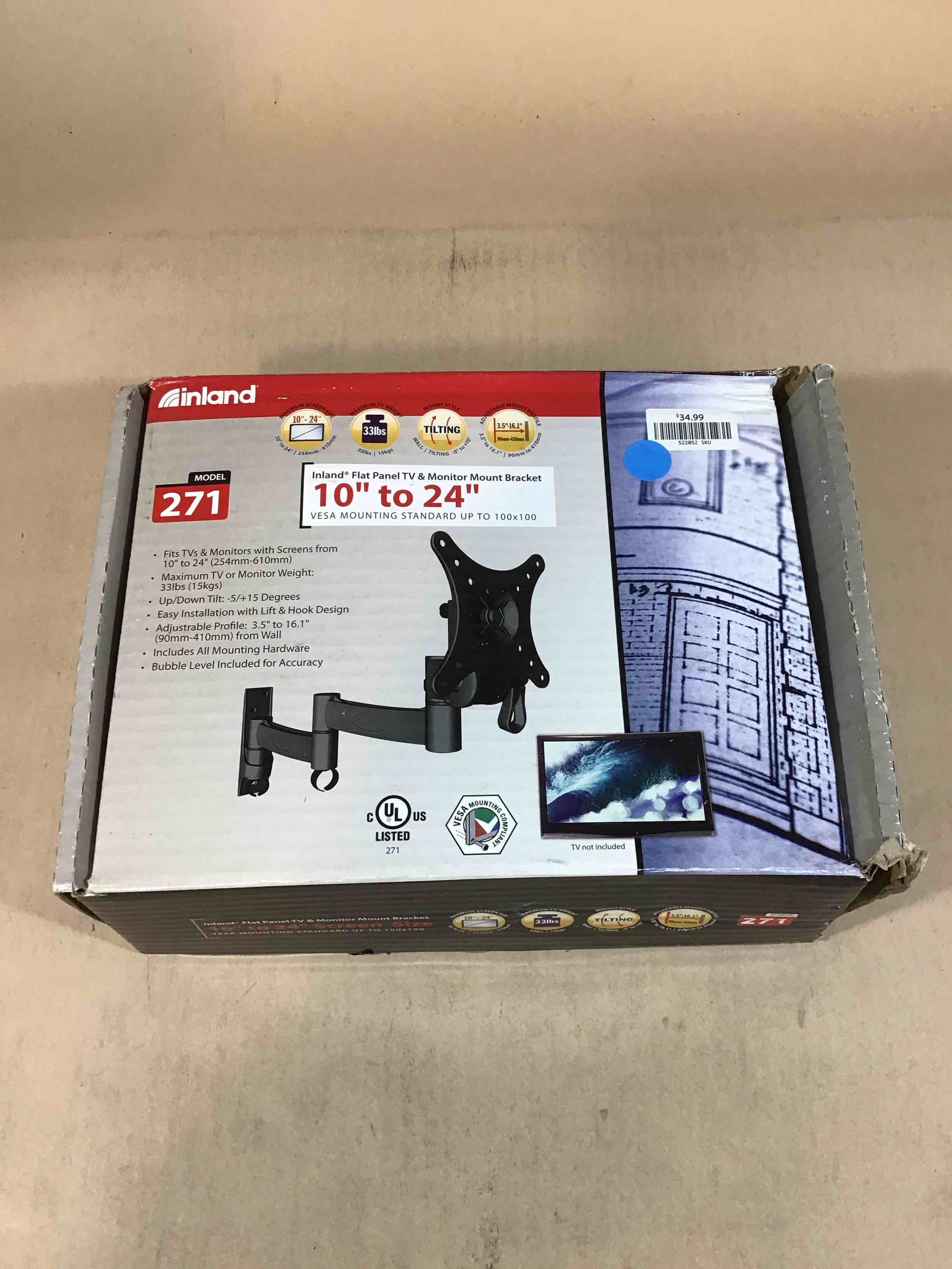 inland 10”-24” monitor mount