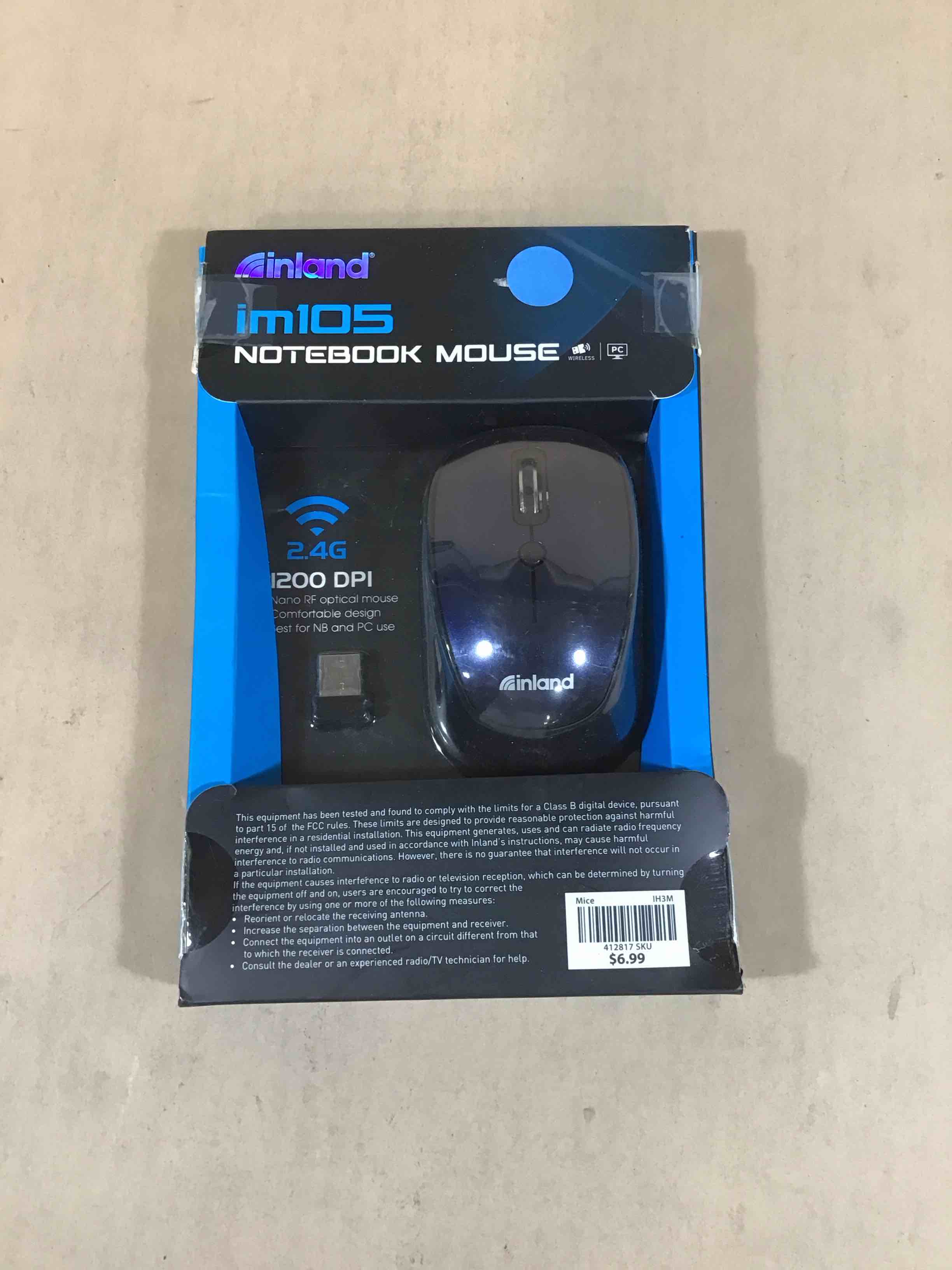 inland 2.4ghz wireless optical 1200dpi mouse, blue im105 free ship