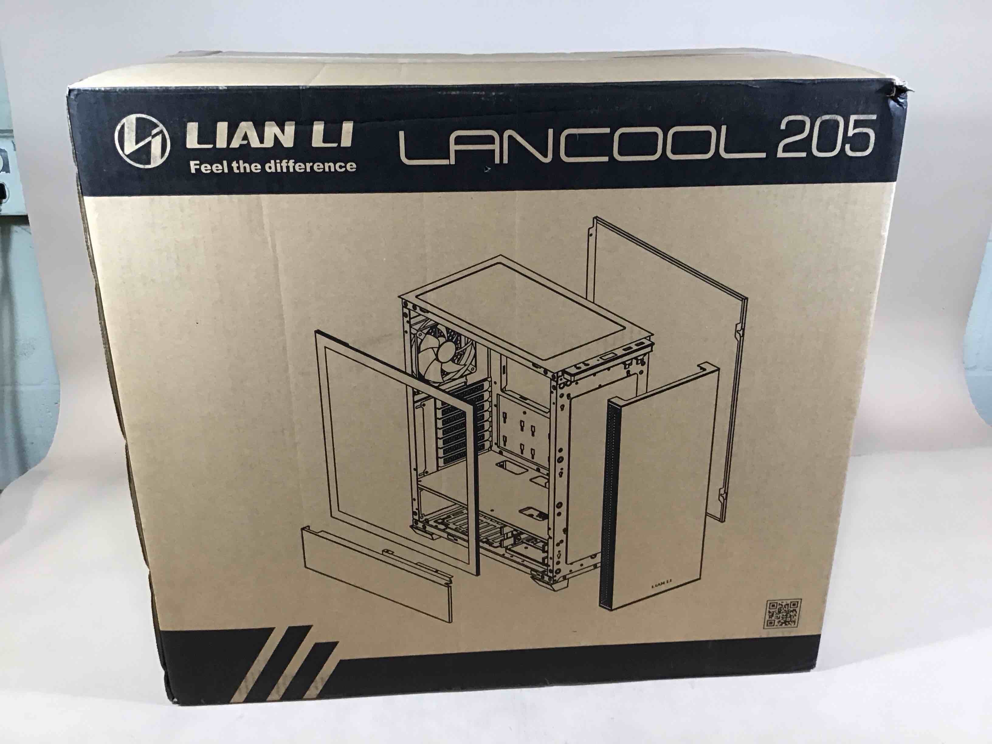 Condition photo showing New/Like New for lian li mid-tower chassis atx computer case pc gaming case w/tempered glass side panel, magnetic dust filter,water-cooling ready, side ventilation and 2x120mm fan pre-installed (lancool 205, black)