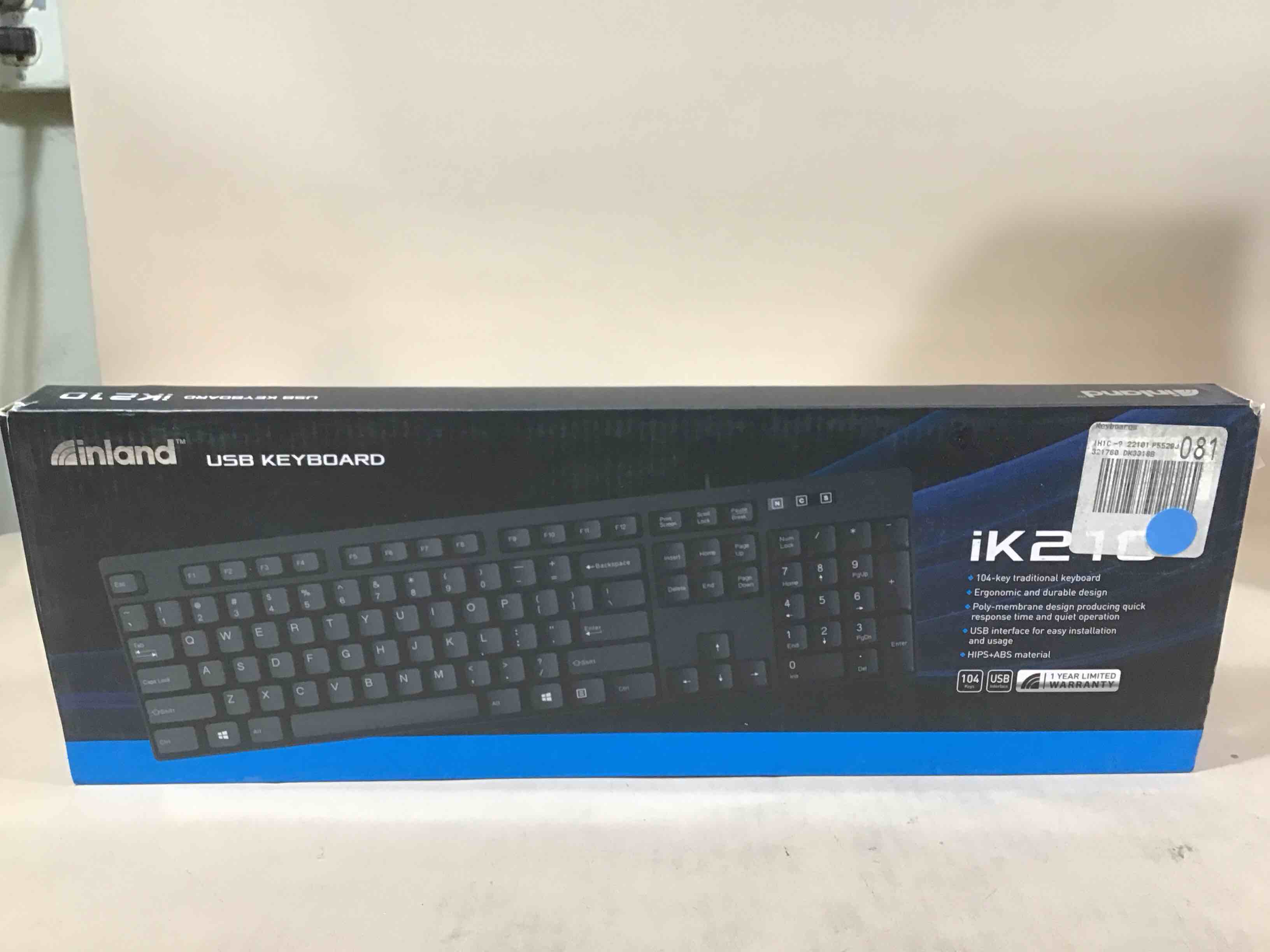 inland ik-210 premium full standard membrane usb keyboard (047381)