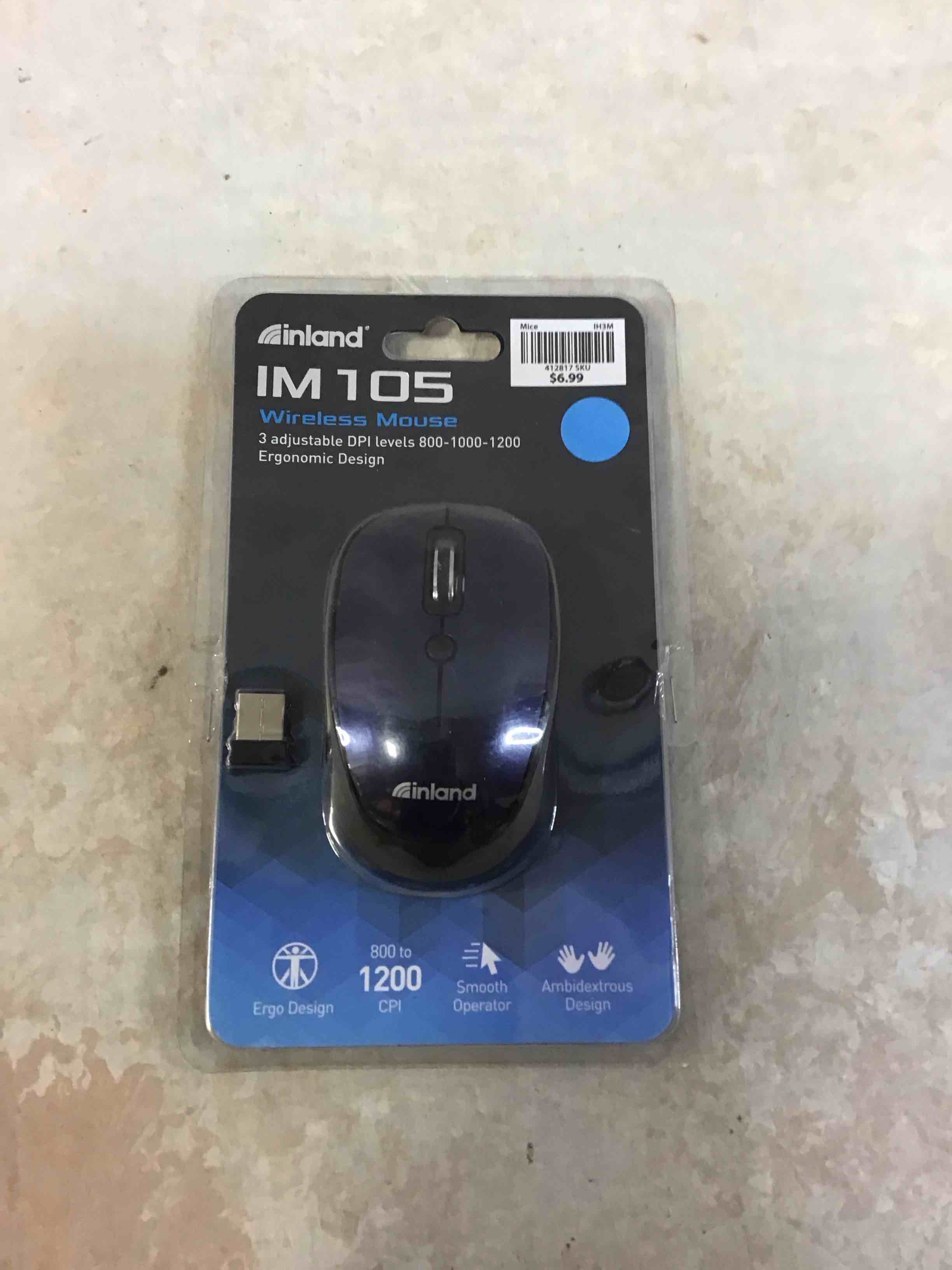 Condition photo showing New/Like New for inland 2.4ghz wireless optical 1200dpi mouse, blue im105 free ship