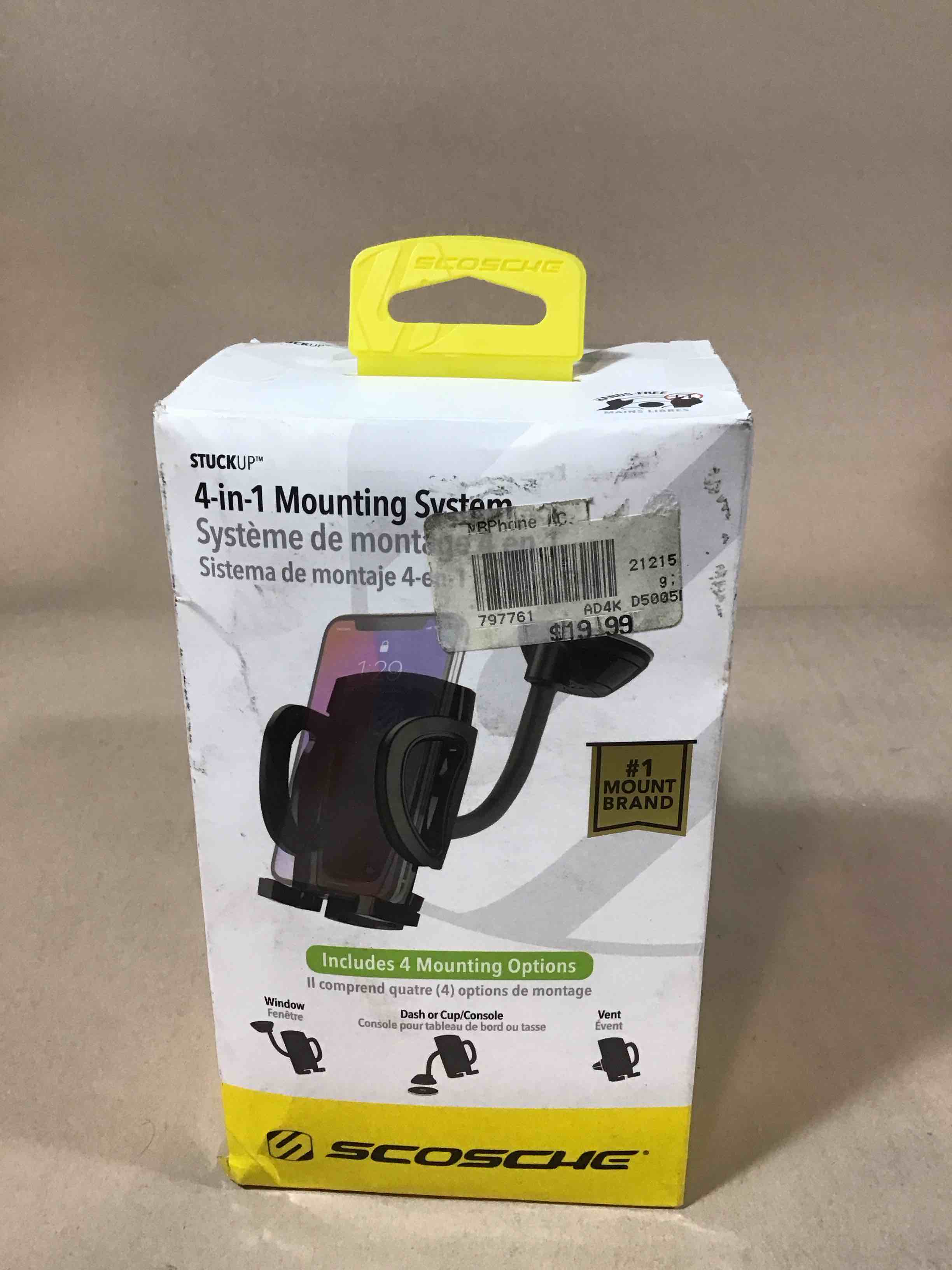Condition photo showing Good Condition for scosche ihw10 4-in-1 car phone holder windshield, dashboard, vent, cup mount with suction cup | dash, vent or windshield mount | stick grip suction cup base | non-magnetic | black