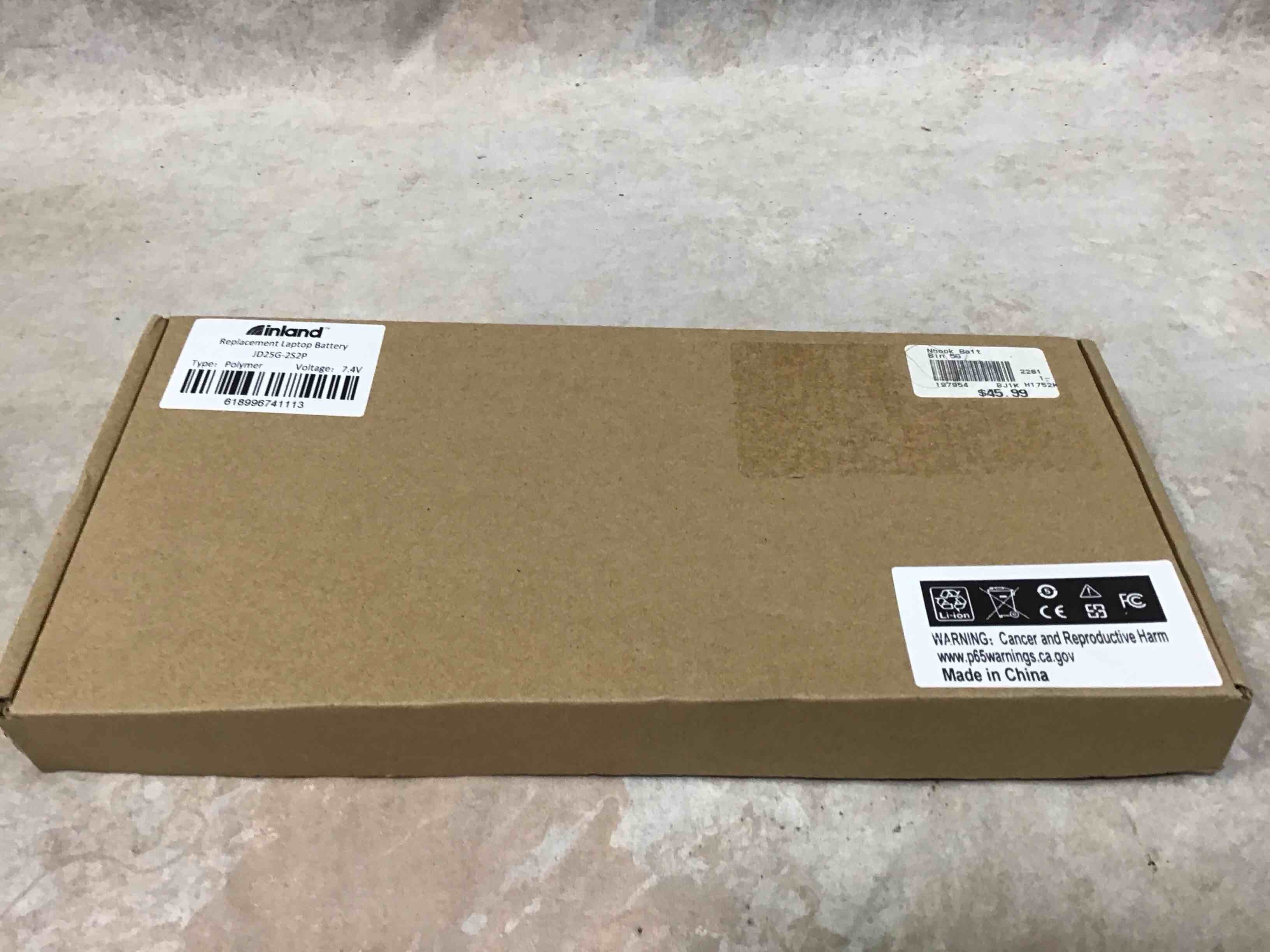 inland jd25g-2s2p laptop battery 7.4v