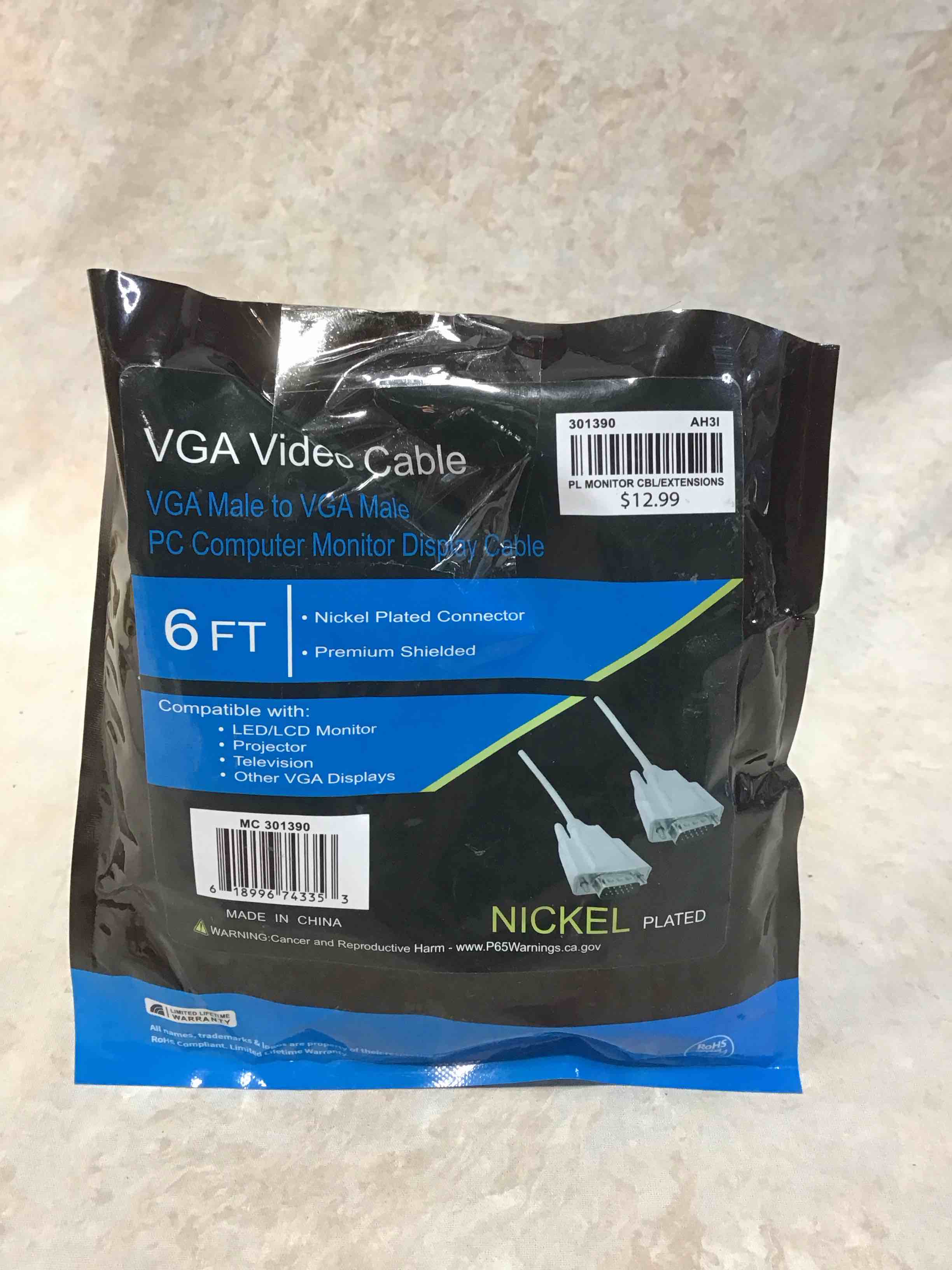 Condition photo showing Good Condition for inland 6ft. vga video cable male to male