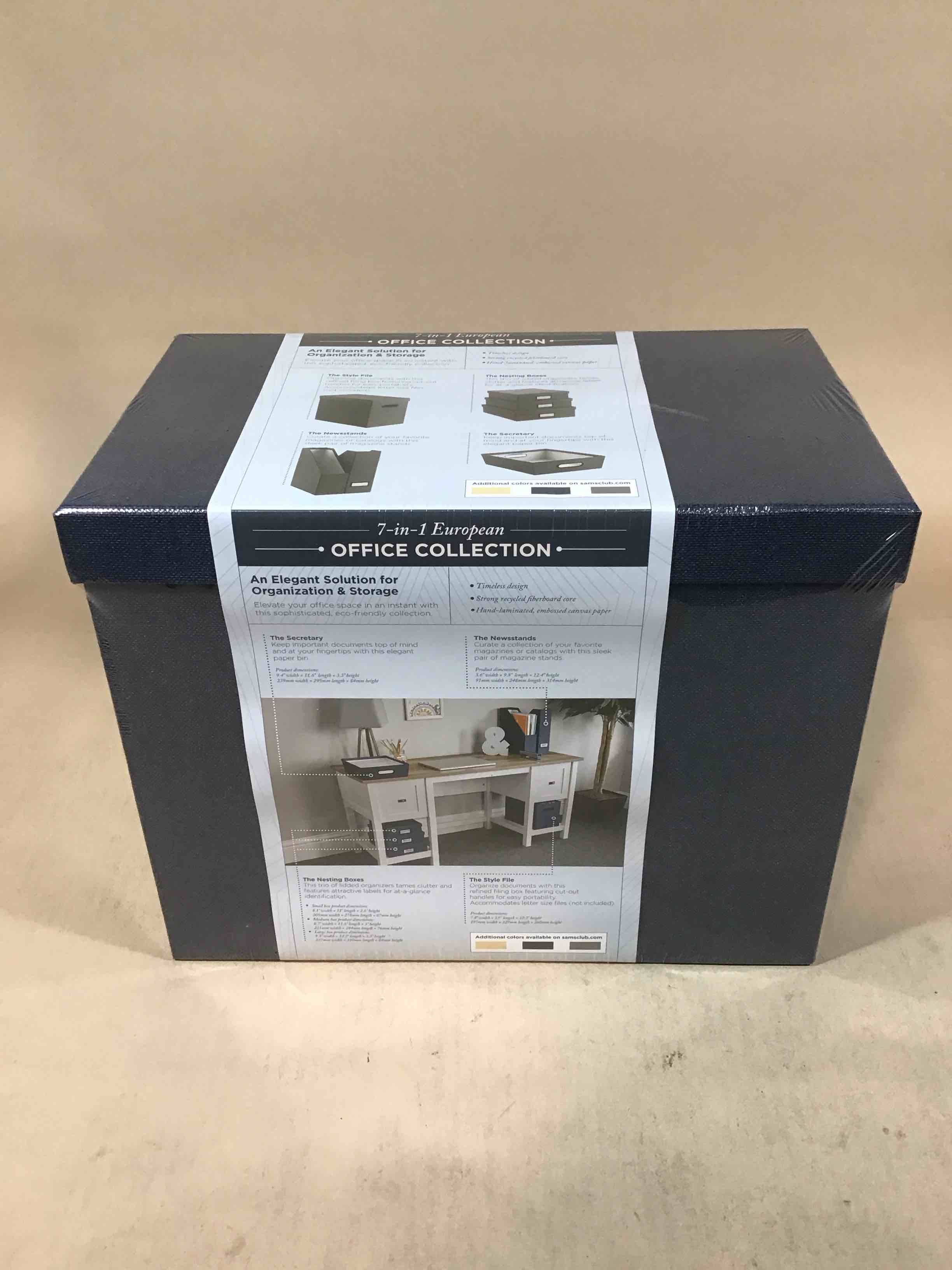 Condition photo showing New/Like New for 7-piece european office organizer collection, blue