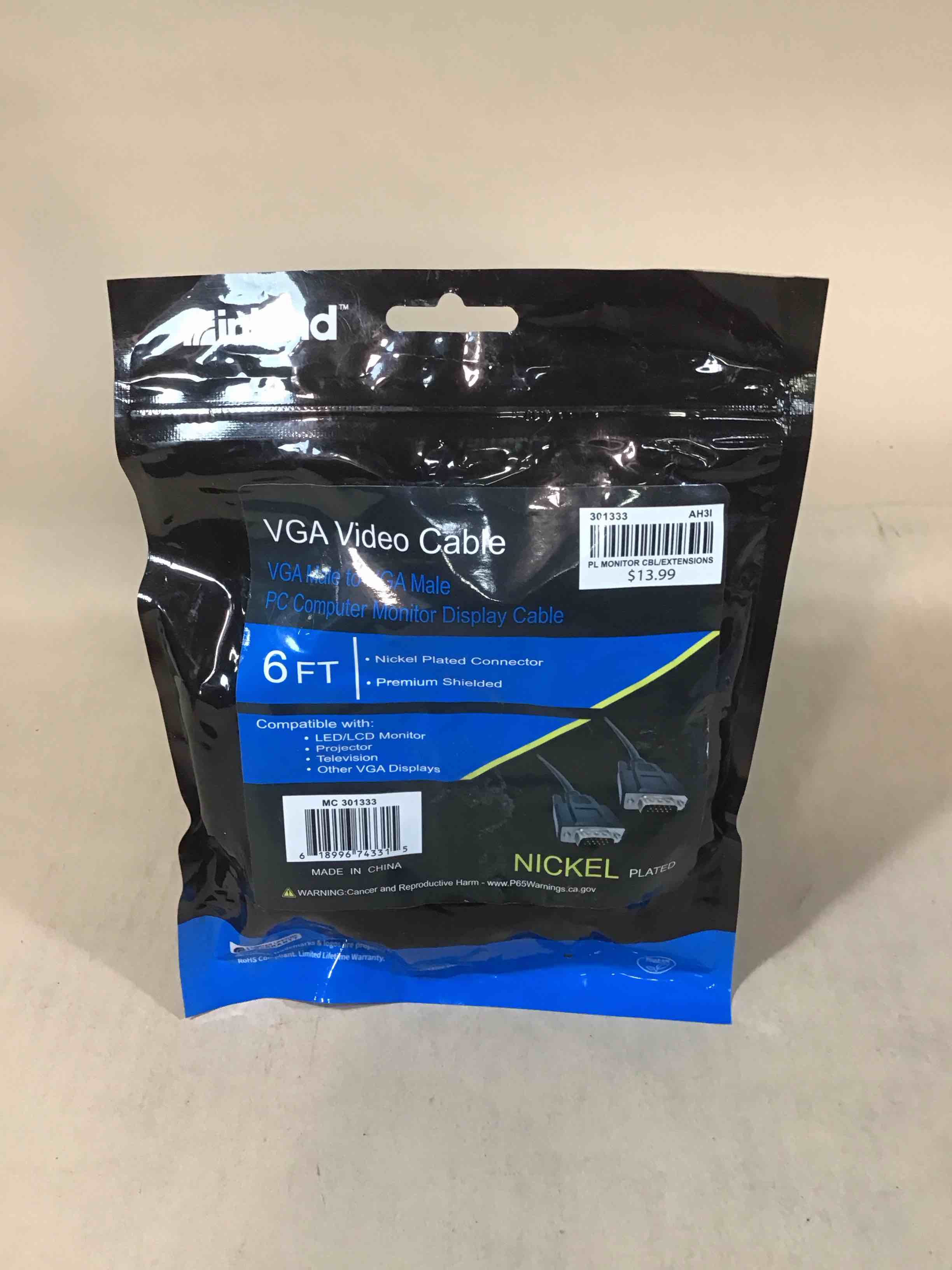 Condition photo showing Good Condition for inland vga male to vga male cable 6 ft. - black