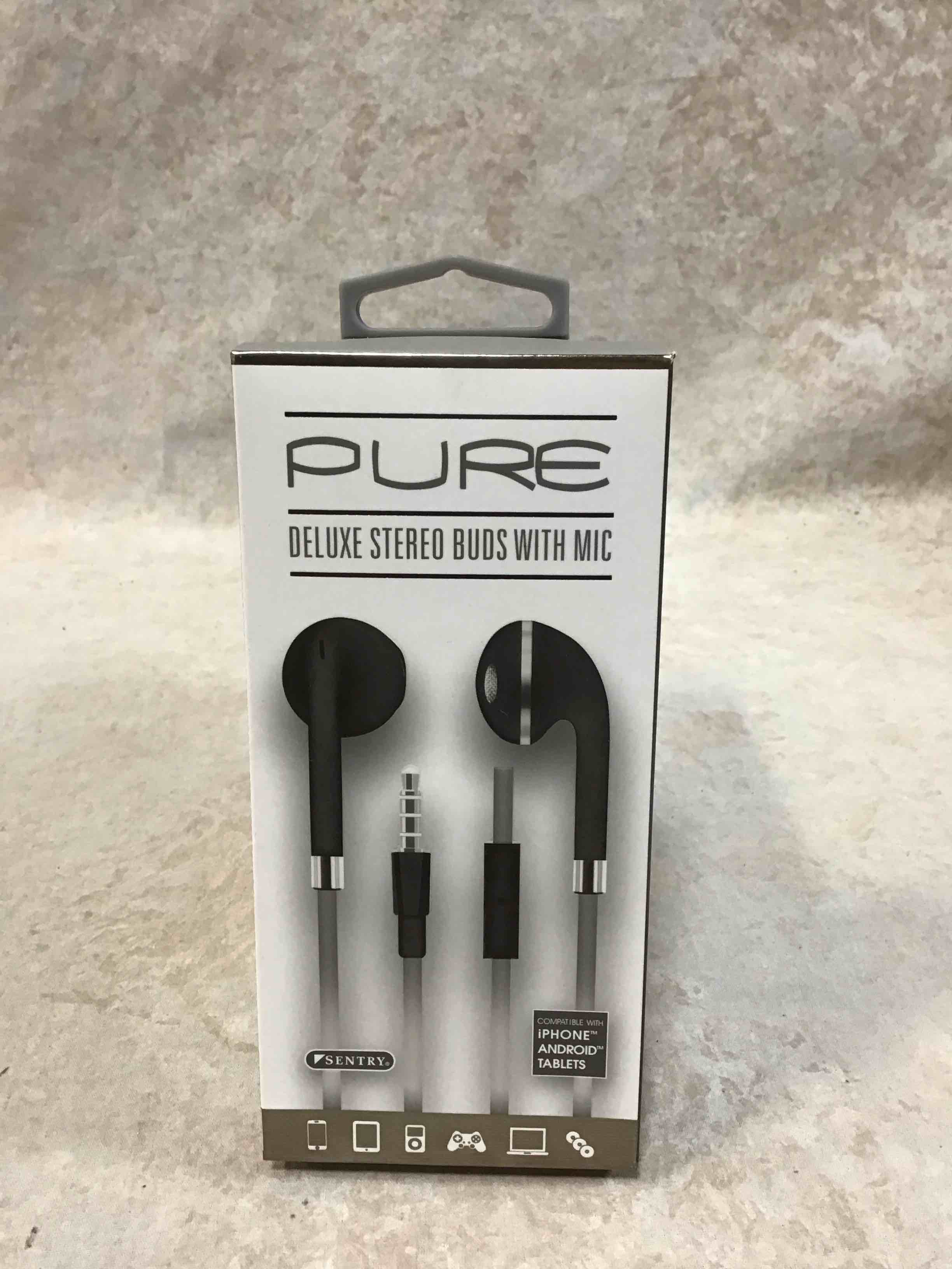 Condition photo showing New/Like New for sentry hm227 pure series stereo in-ear buds with in-line mic assortment