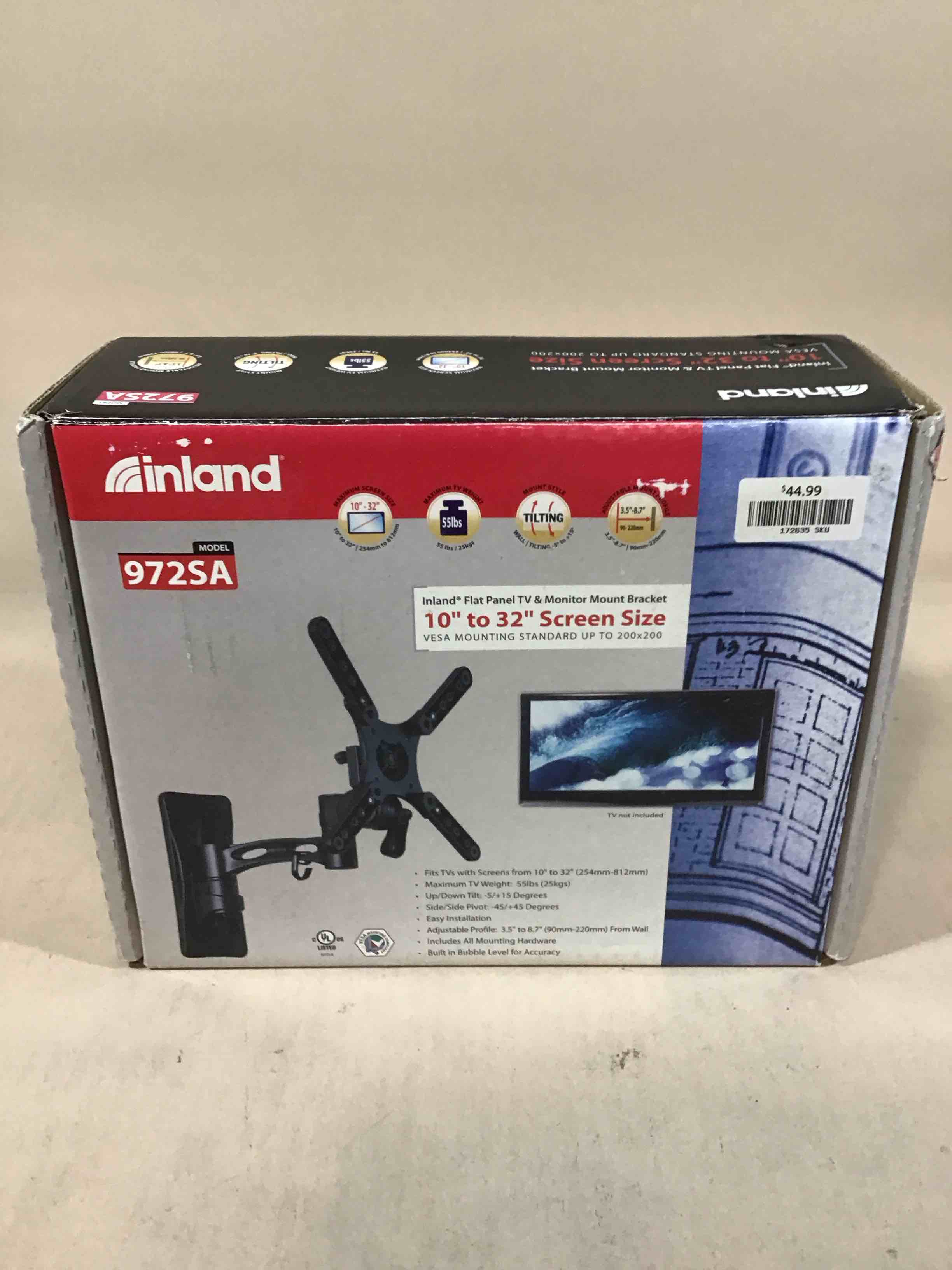 Condition photo showing Good Condition for inland 10” to 32” flat panel tv & monitor mount