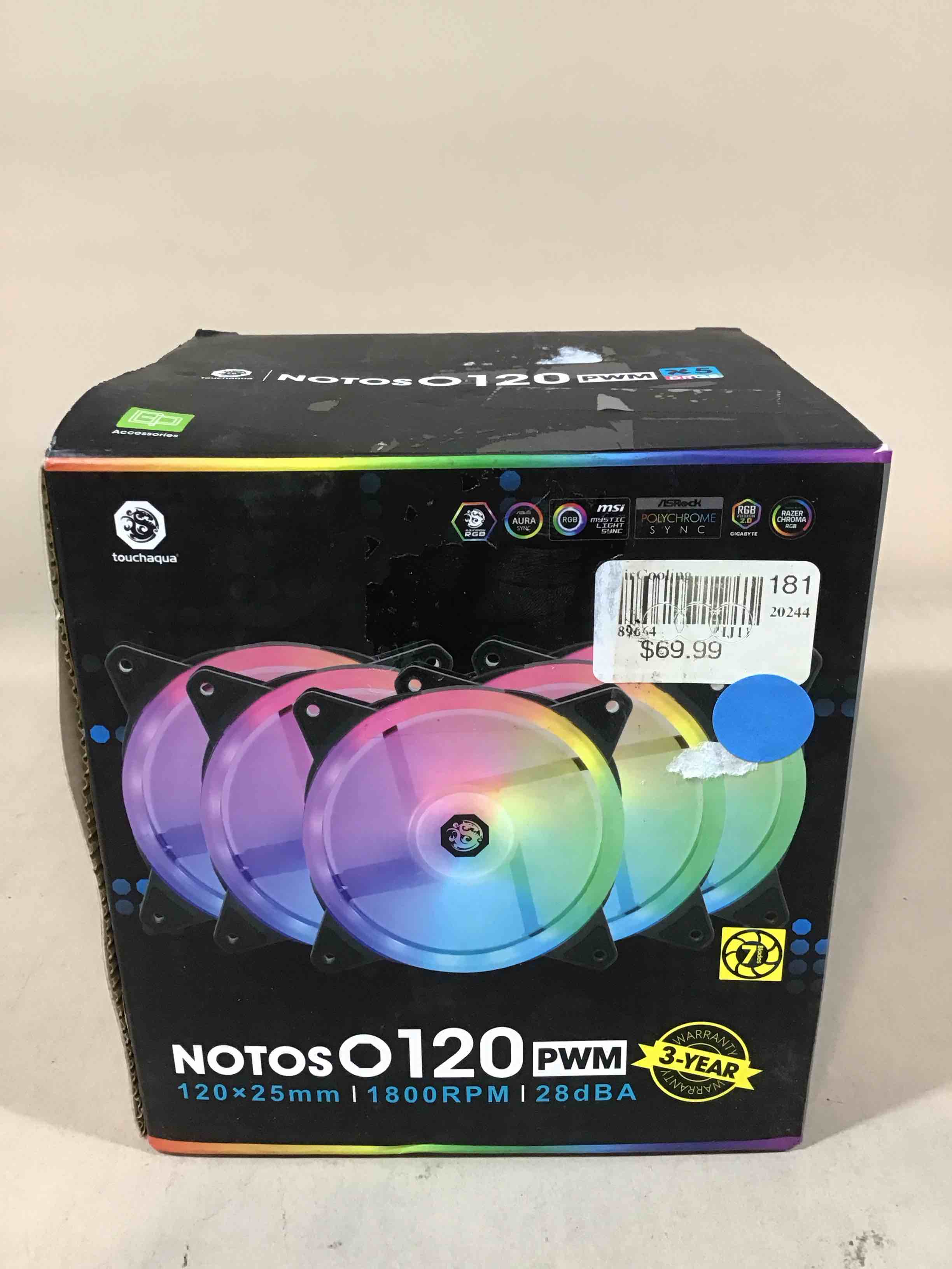 Condition photo showing Good Condition for bitspower notos o 120 pwm fan digital rgb (5pcs)