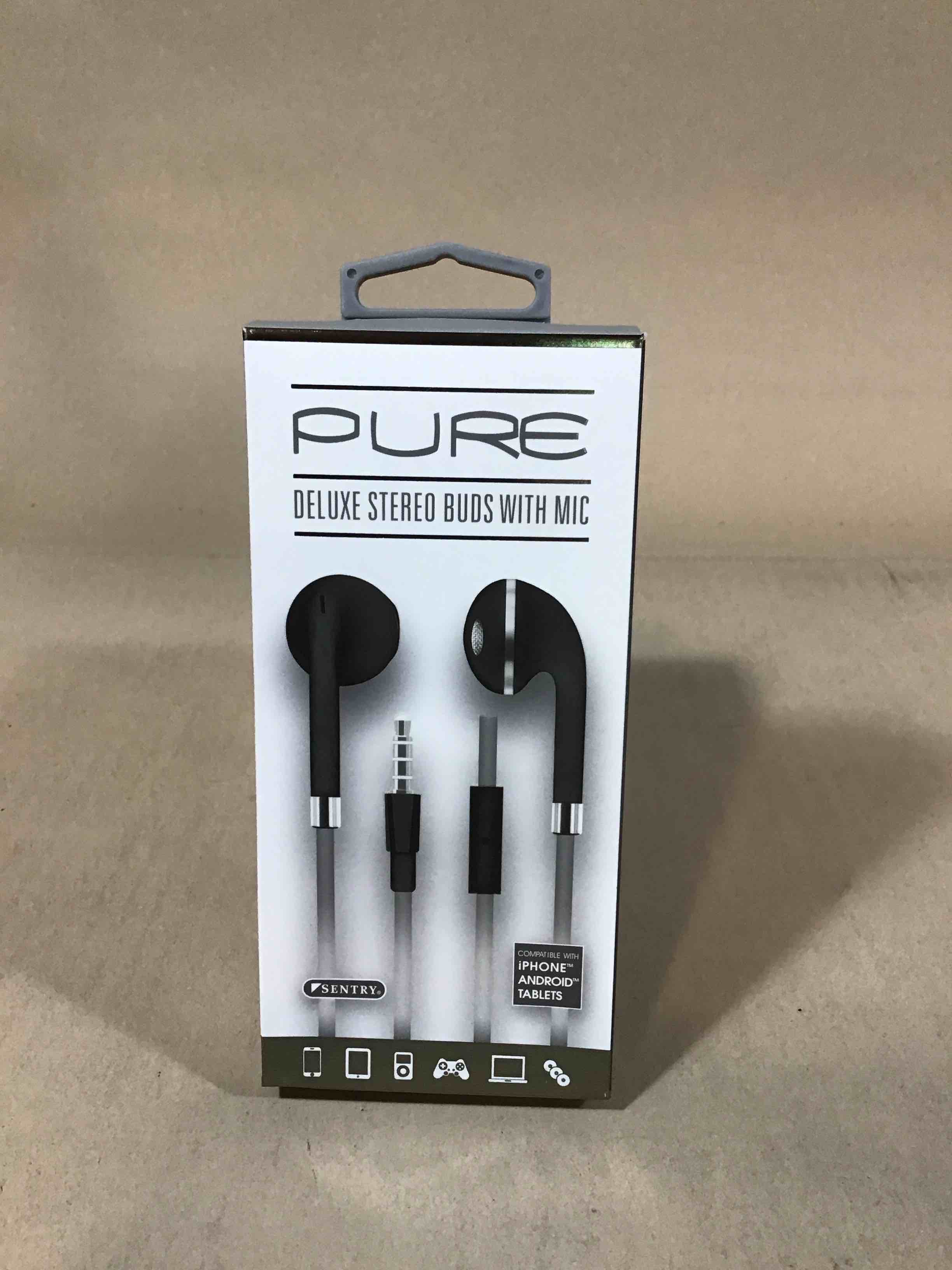 sentry hm227 pure series stereo in-ear buds with in-line mic assortment