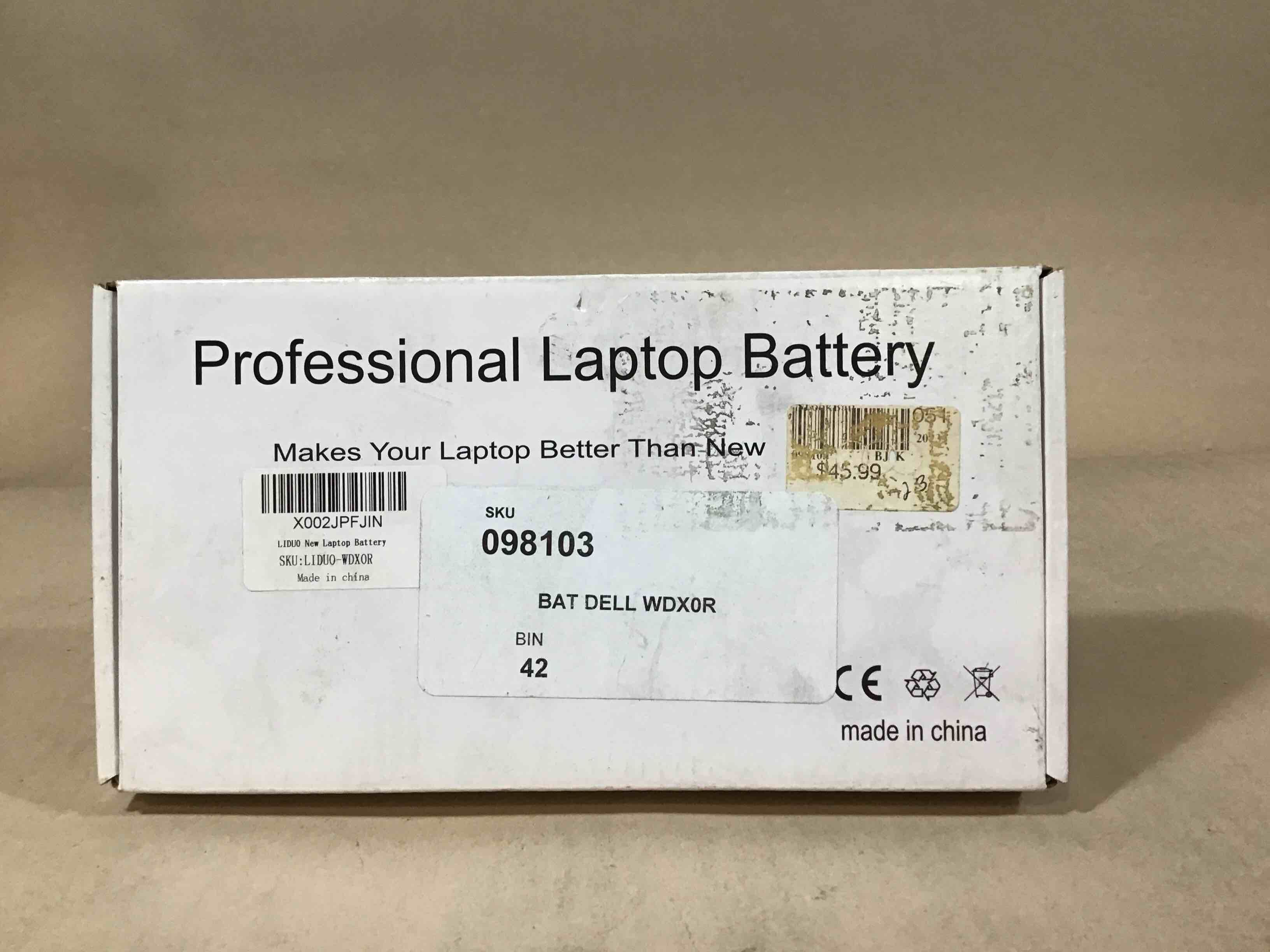 Condition photo showing As Is for dell laptop battery
